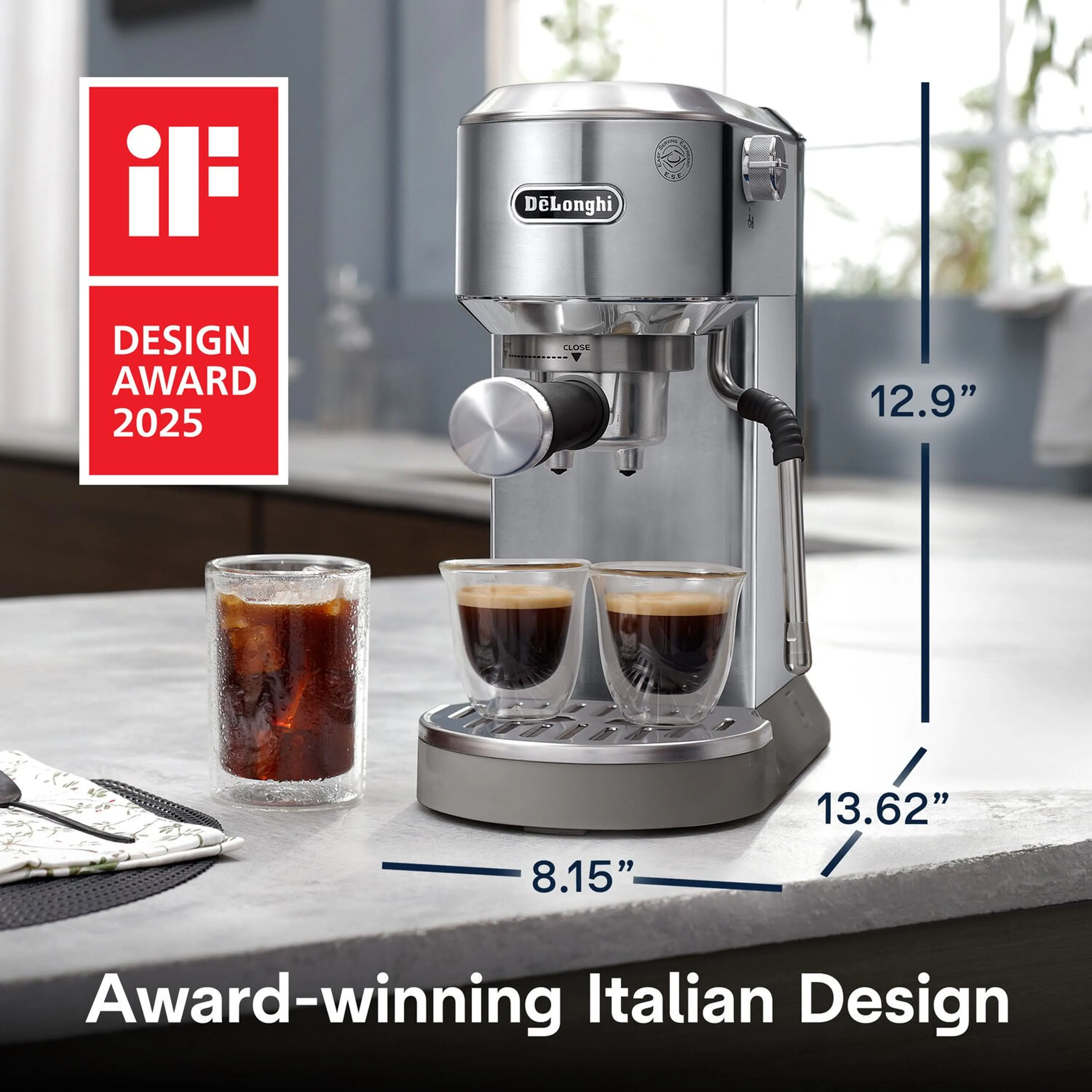 De'Longhi Dedica Duo Pump Espresso Machine with Cold Brew, Frothing Wand in Stainless (EC890M) - Image 14