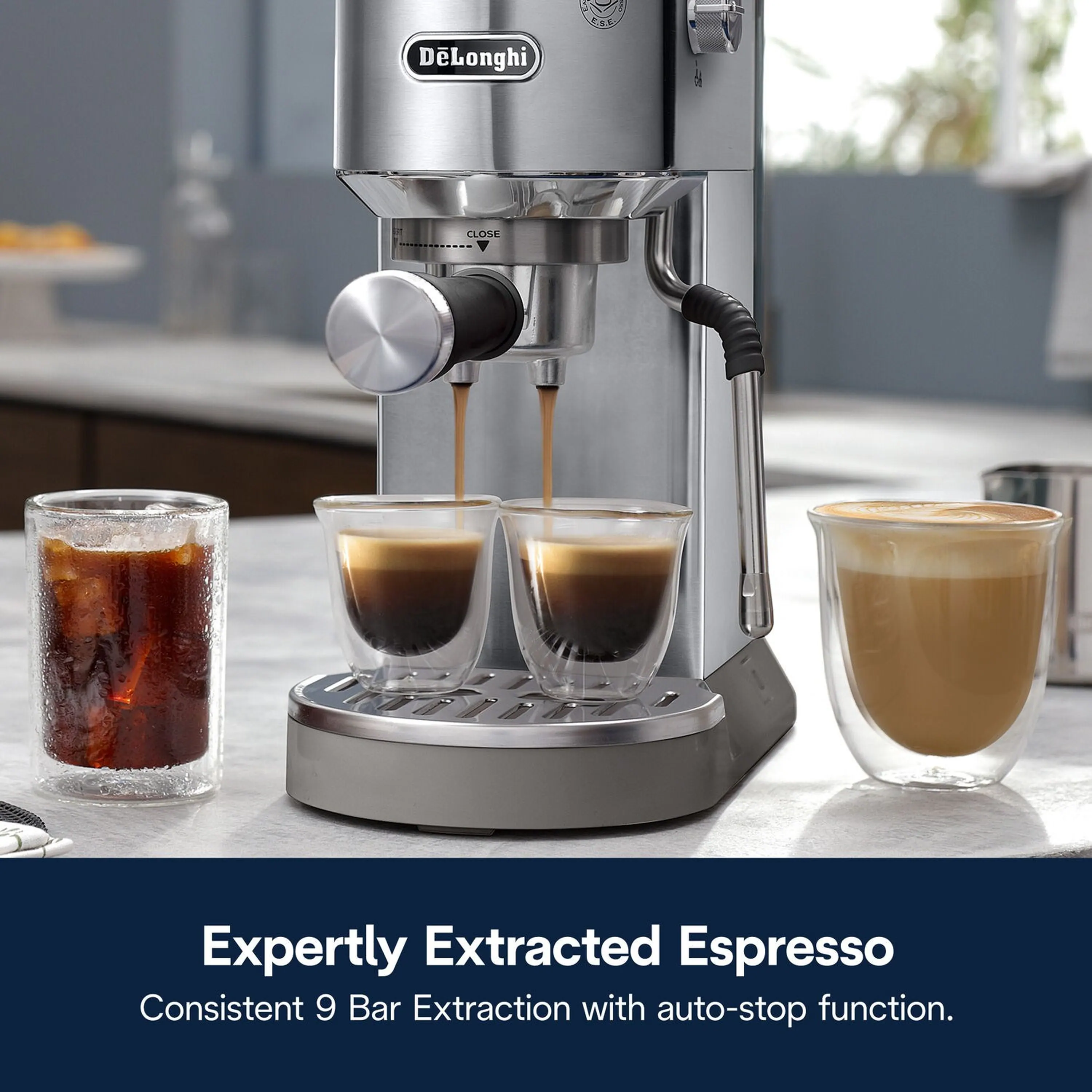 De'Longhi Dedica Duo Pump Espresso Machine with Cold Brew, Frothing Wand in Stainless (EC890M) - Image 9
