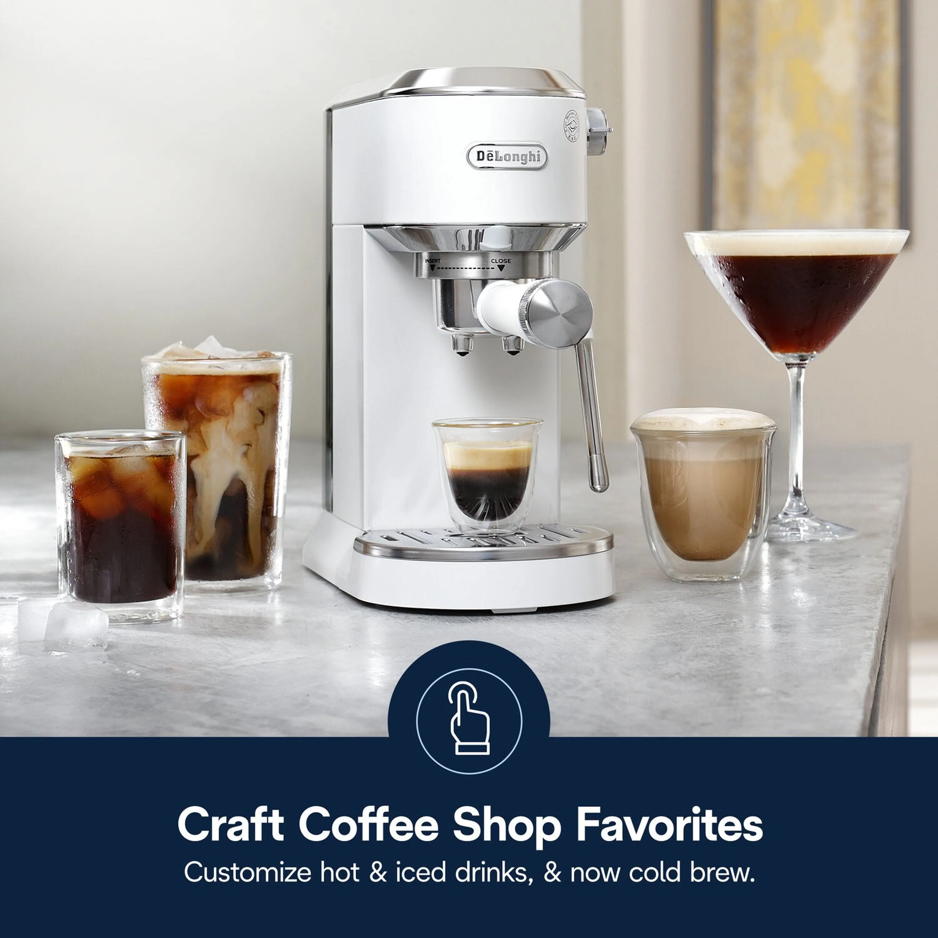 De'Longhi Dedica Duo Pump Espresso Machine with Cold Brew, Frothing Wand in Vanilla (EC890WI) - Image 16