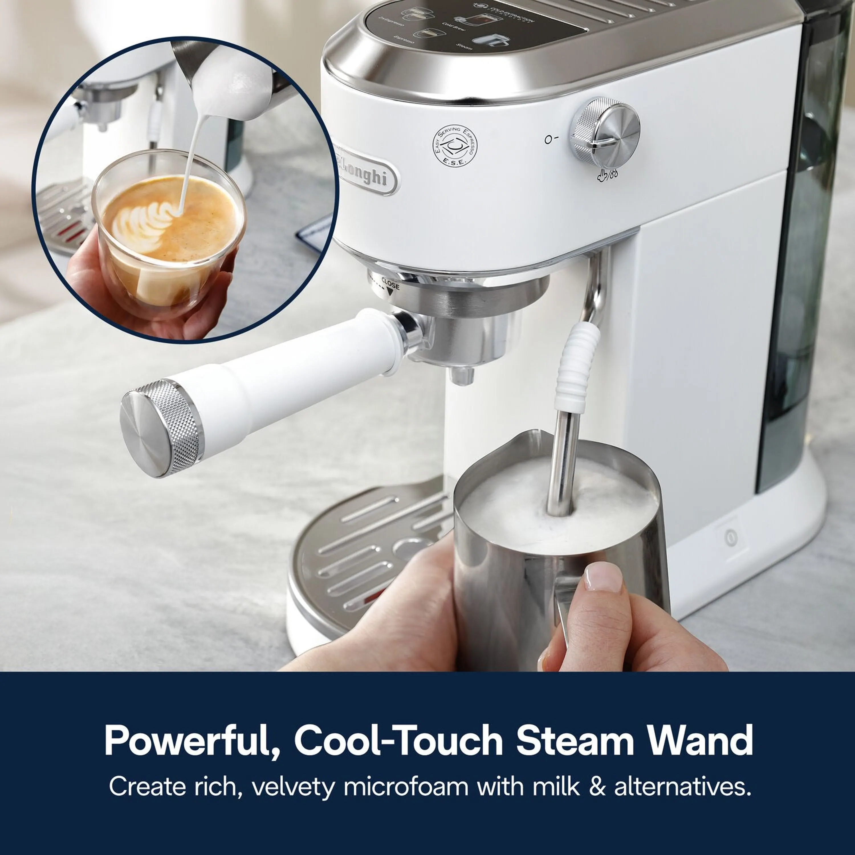 De'Longhi Dedica Duo Pump Espresso Machine with Cold Brew, Frothing Wand in Vanilla (EC890WI) - Image 19