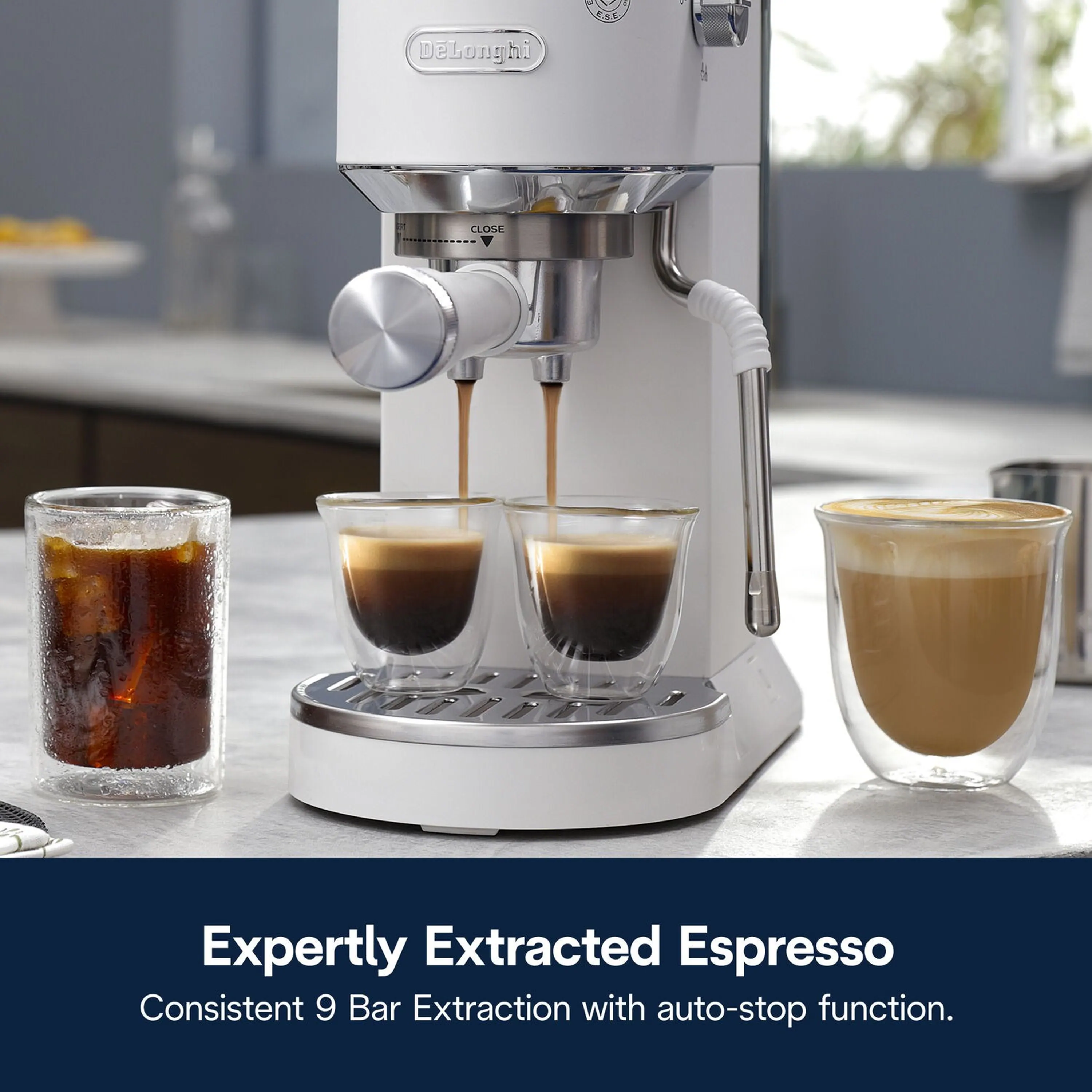 De'Longhi Dedica Duo Pump Espresso Machine with Cold Brew, Frothing Wand in Vanilla (EC890WI) - Image 21