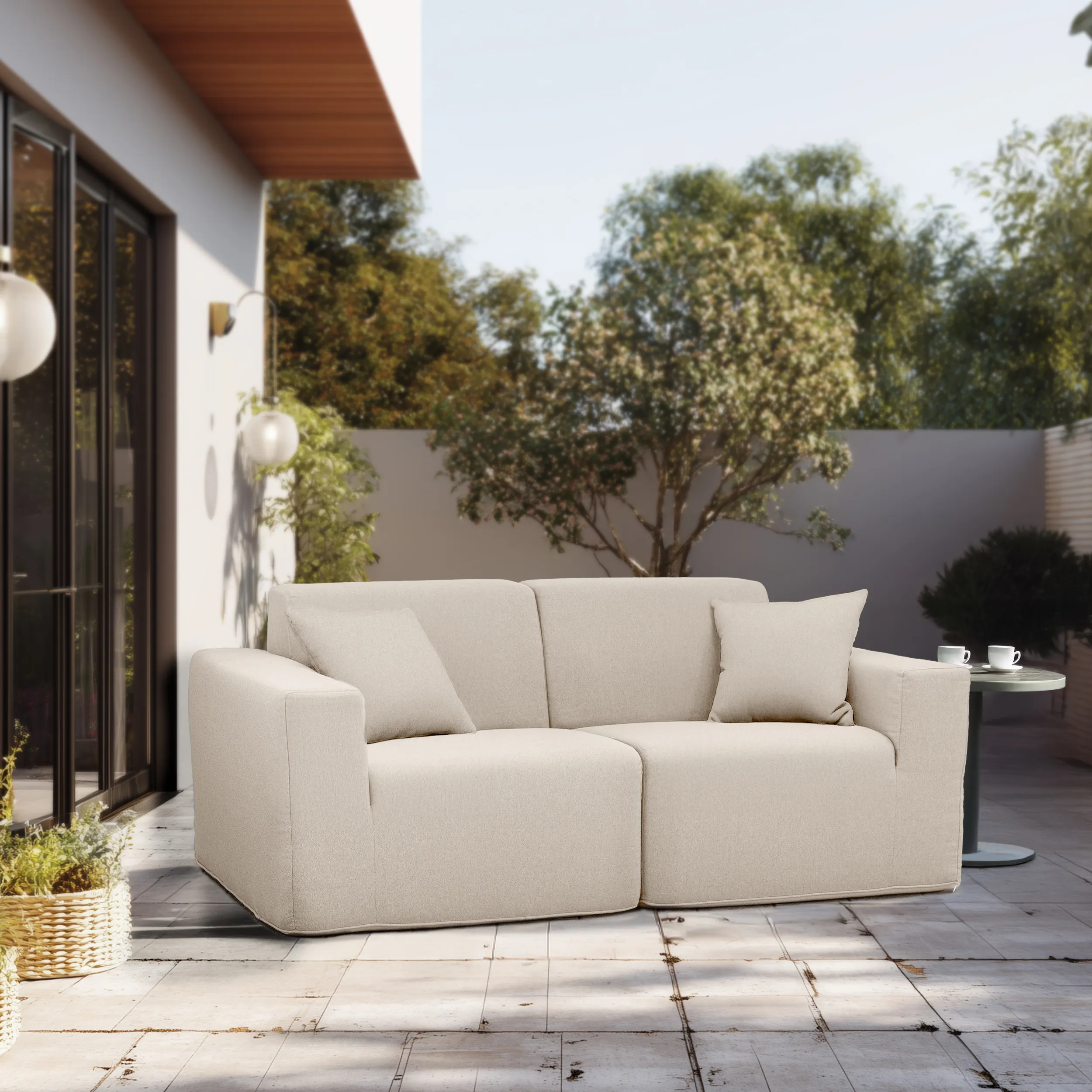 Deko Living 2 Piece Seating Beige Outdoor Compressed Foam Sectional Sofas (COP30217SET) - Image 2