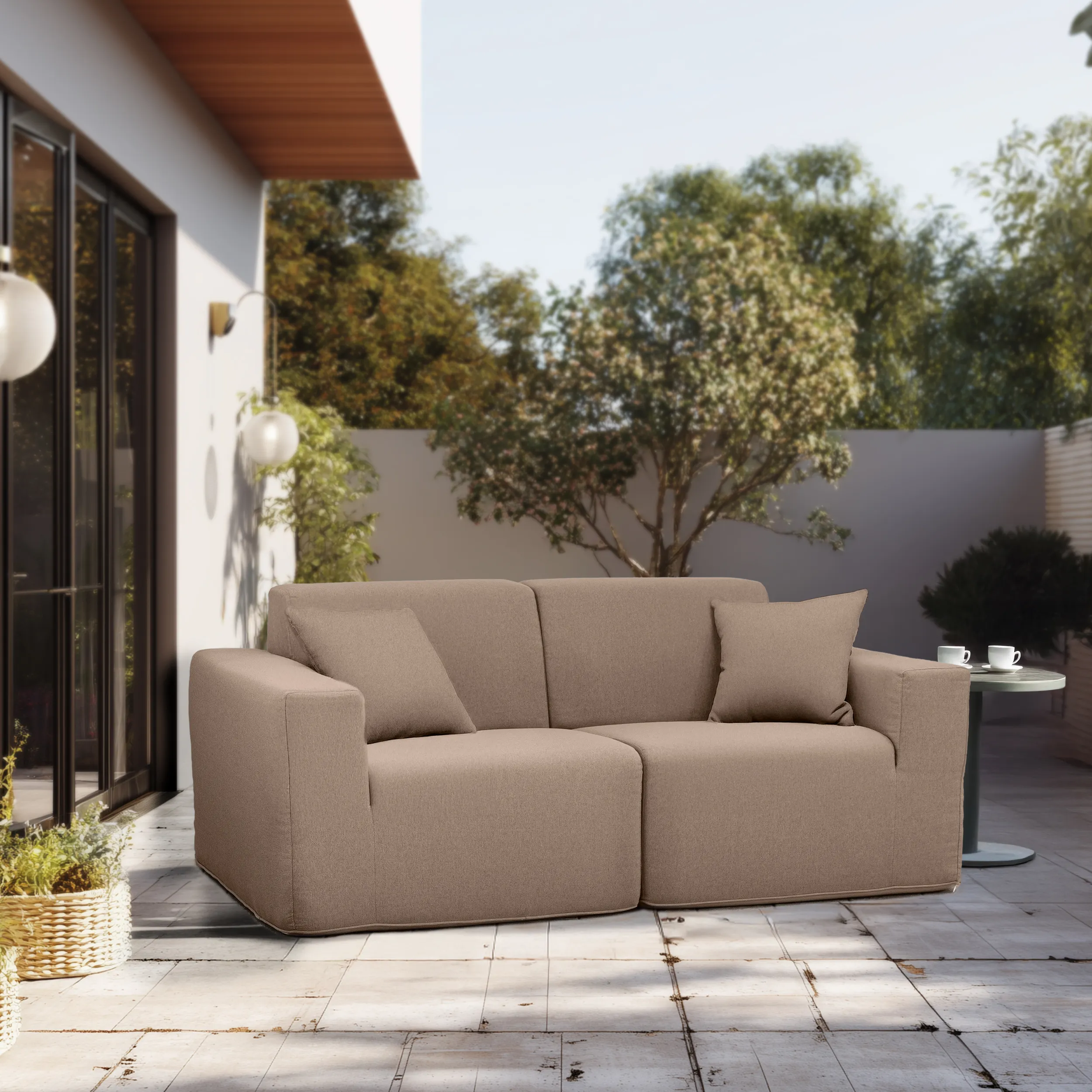 Deko Living 2 Piece Seating Brown Outdoor Compressed Foam Sectional Sofas (COP30117SET) - Image 2