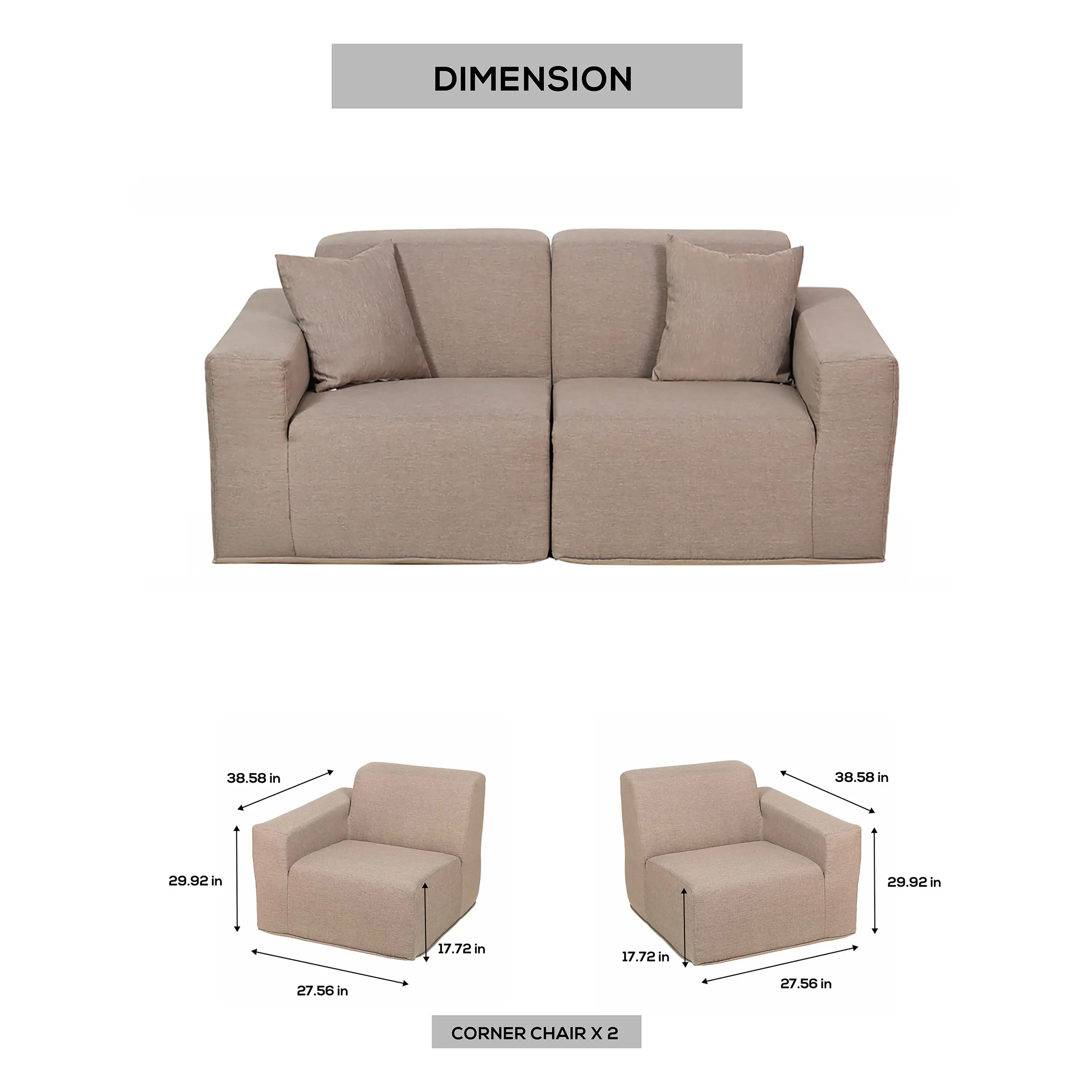 Deko Living 2 Piece Seating Brown Outdoor Compressed Foam Sectional Sofas (COP30117SET) - Image 9
