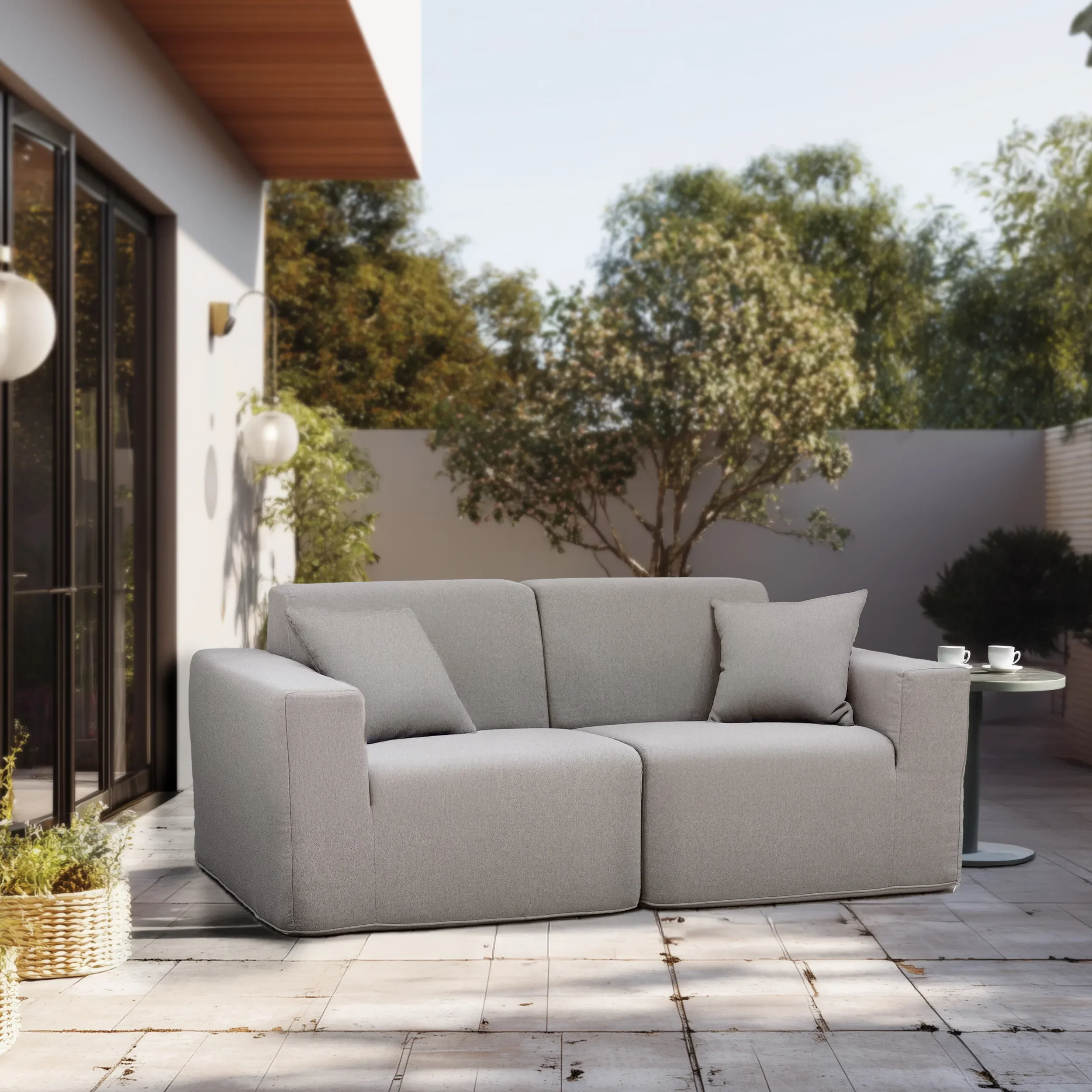 Deko Living 2 Piece Seating Gray Outdoor Compressed Foam Sectional Sofas (COP30017SET) - Image 2