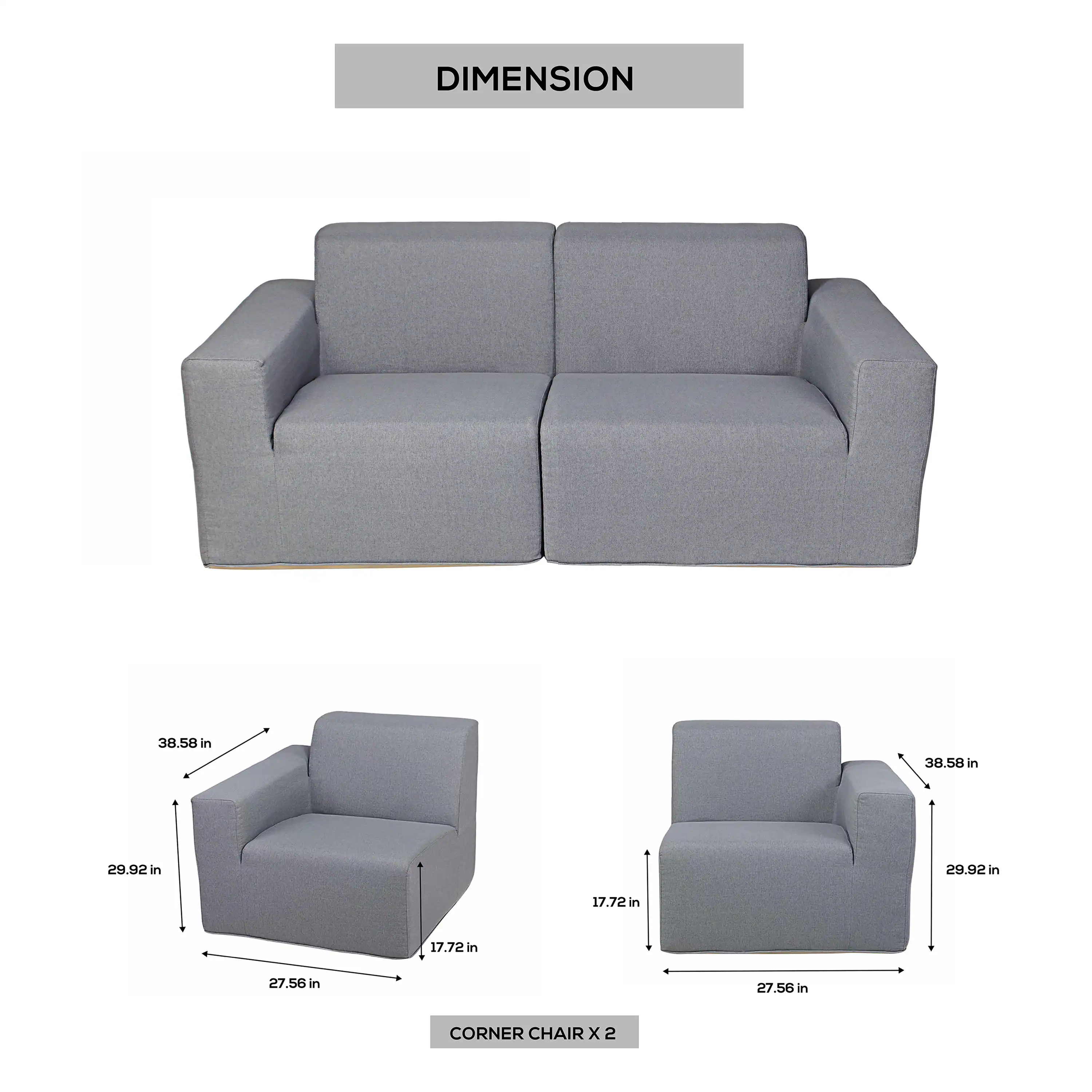 Deko Living 2 Piece Seating Gray Outdoor Compressed Foam Sectional Sofas (COP30017SET) - Image 9