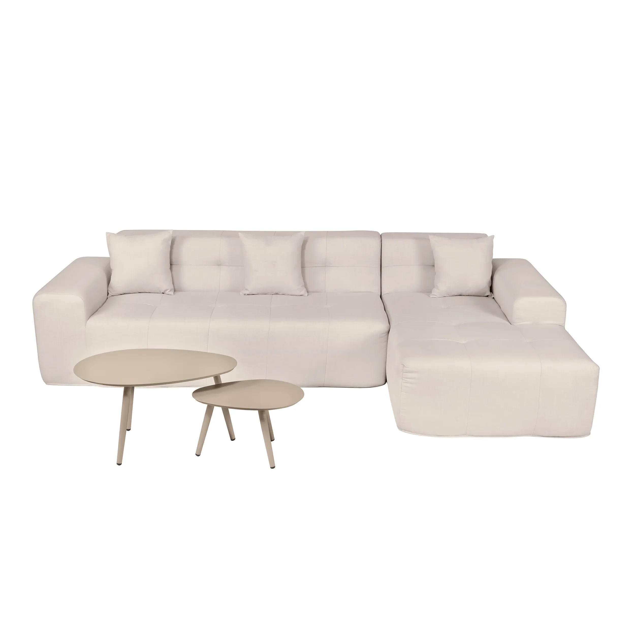 Deko Living 3 Piece Beige Compressed Foam Sectional Sofa Lounger and Table Set (CIF50218) - Image 2