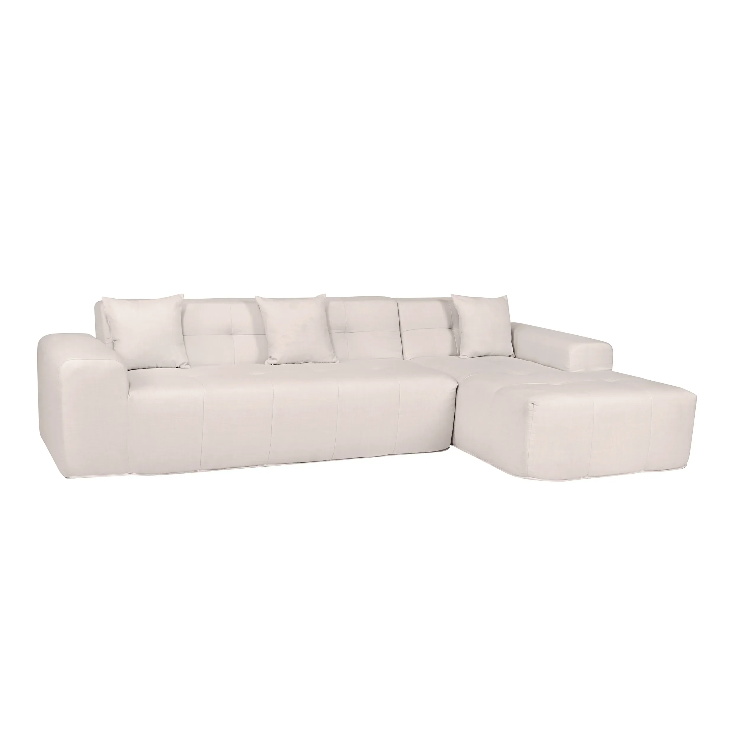 Deko Living 3 Piece Beige Compressed Foam Sectional Sofa Lounger and Table Set (CIF50218) - Image 3