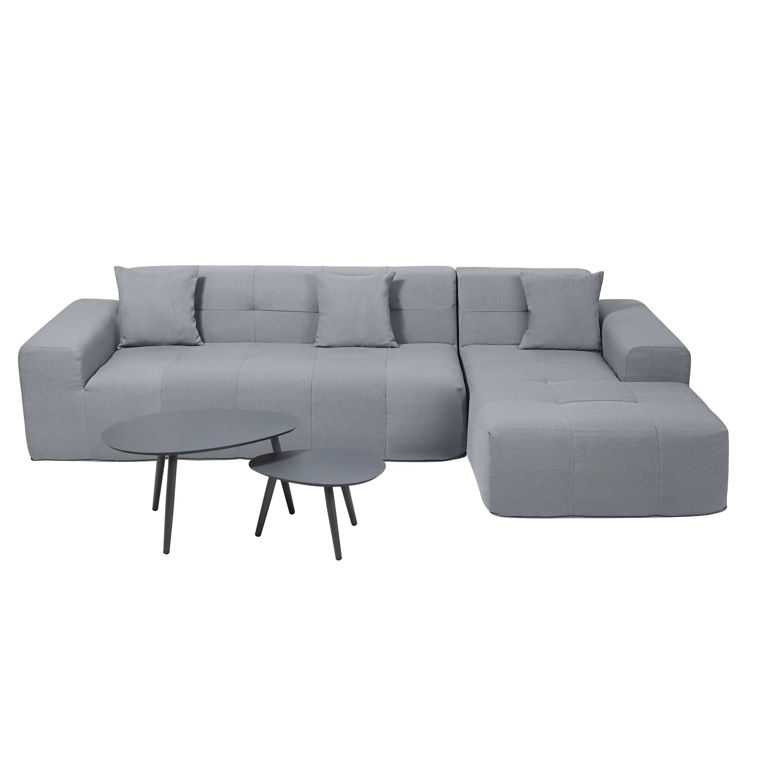 Deko Living 3 Piece Gray Compressed Foam Sectional Sofa Lounger and Table Set (CIF50018) - Image 2