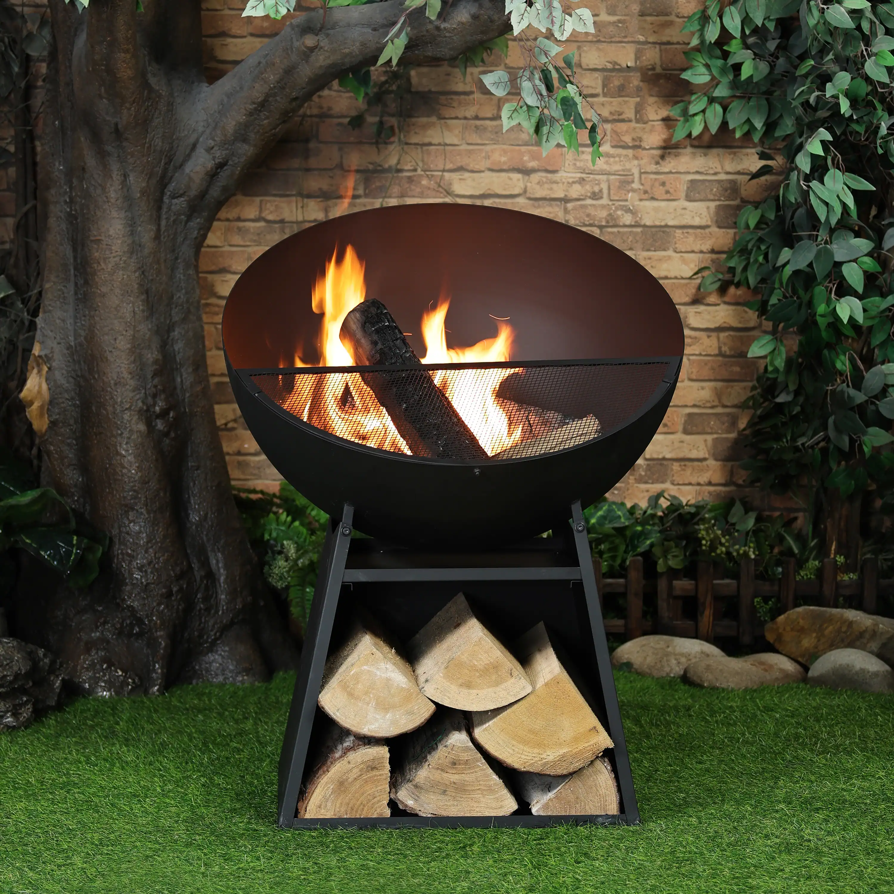 Deko Living 30-Inch Round Outdoor Steel Wood Burning Fire Pit (COB10515) - Image 2