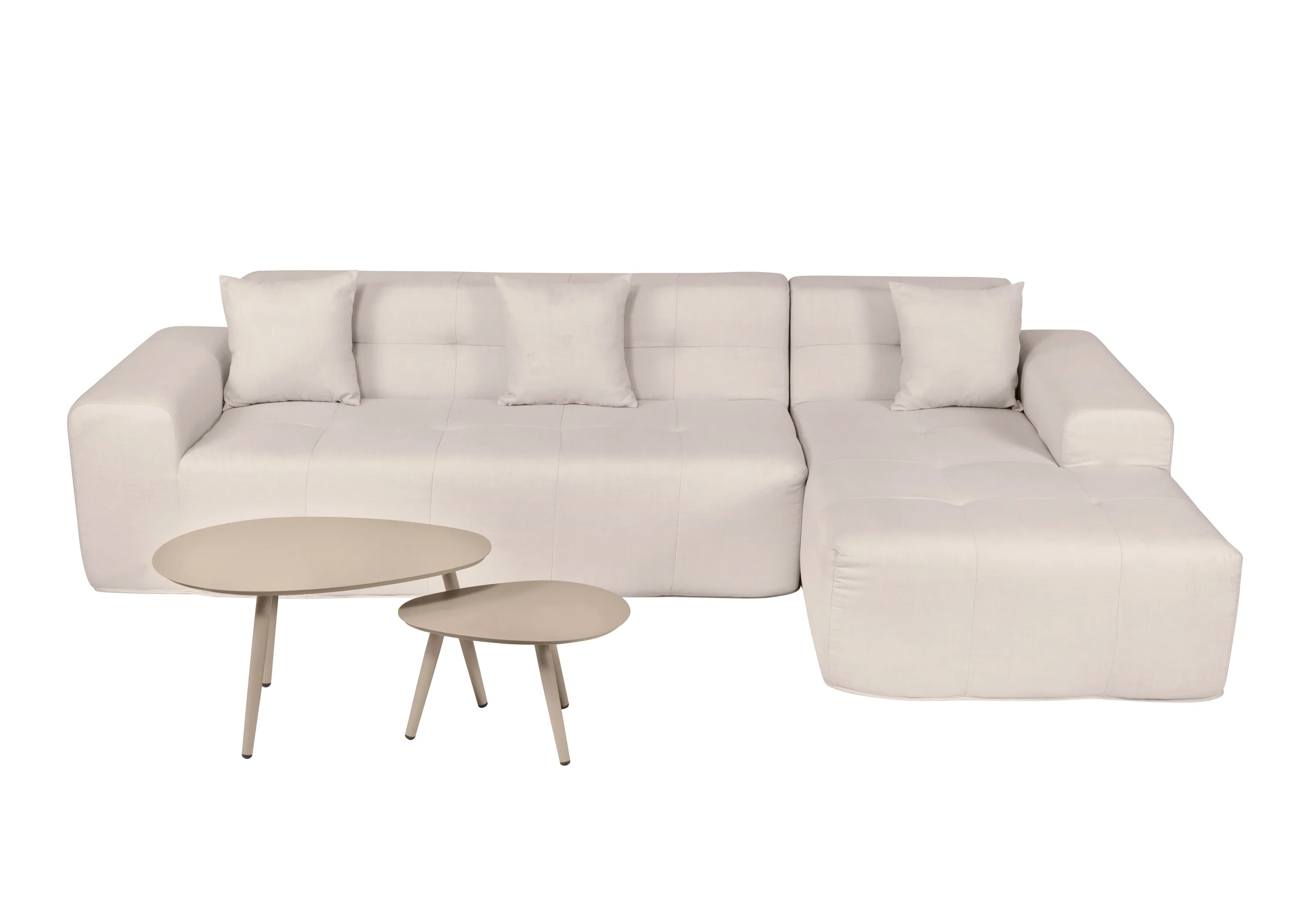 Deko Living 4 Piece Beige Outdoor Compressed Foam Sectional Sofa Lounger and Table Set (COP30218) - Image 2