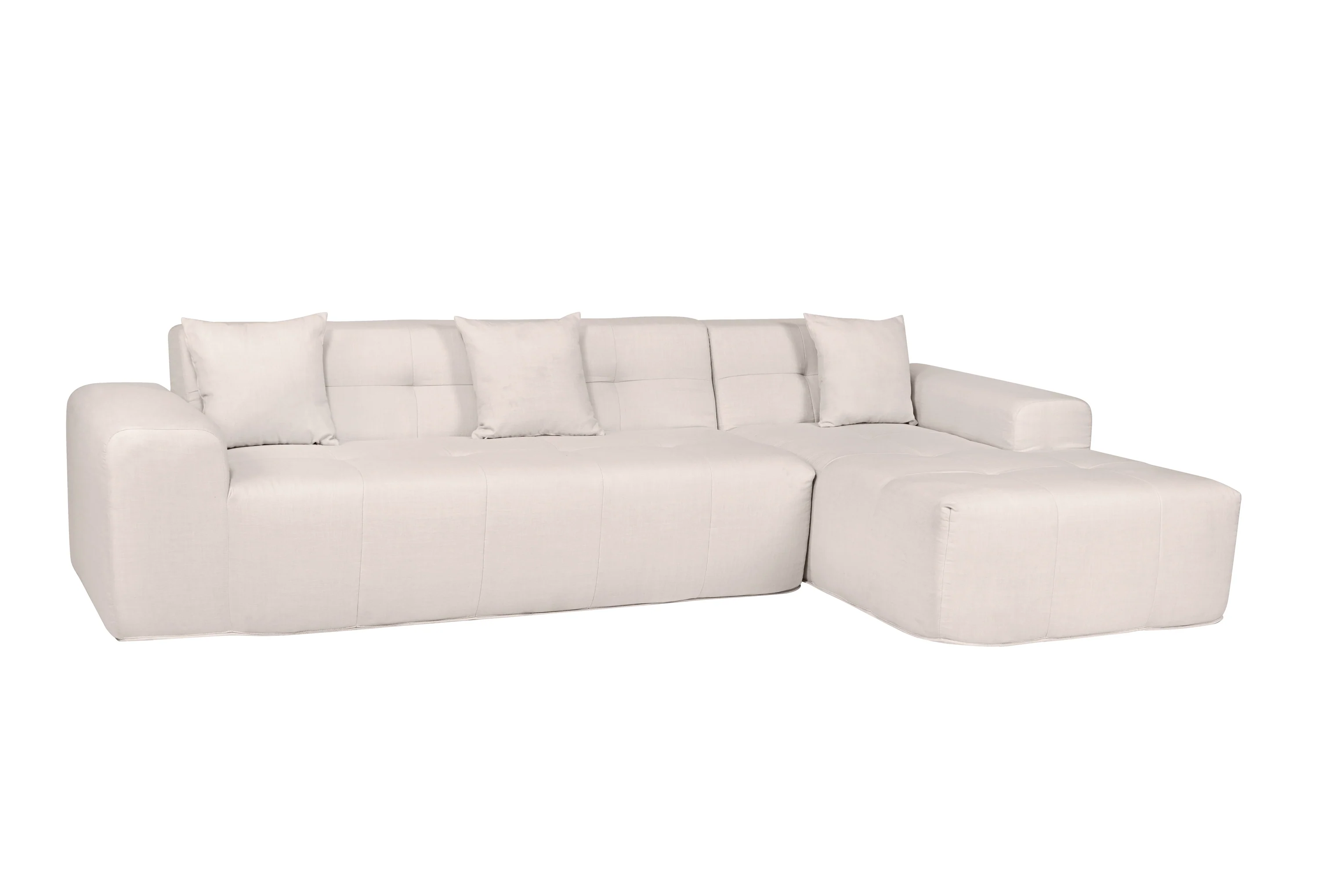 Deko Living 4 Piece Beige Outdoor Compressed Foam Sectional Sofa Lounger and Table Set (COP30218) - Image 3