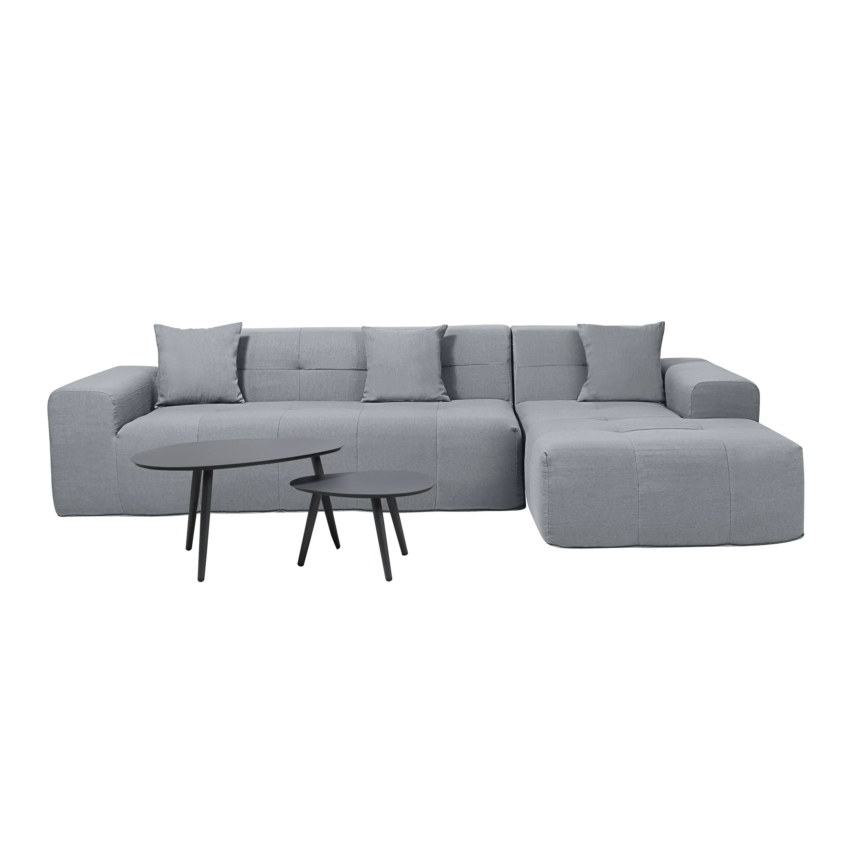 Deko Living 4 Piece Gray Outdoor Compressed Foam Sectional Sofa Lounger and Table Set (COP30018) - Image 2