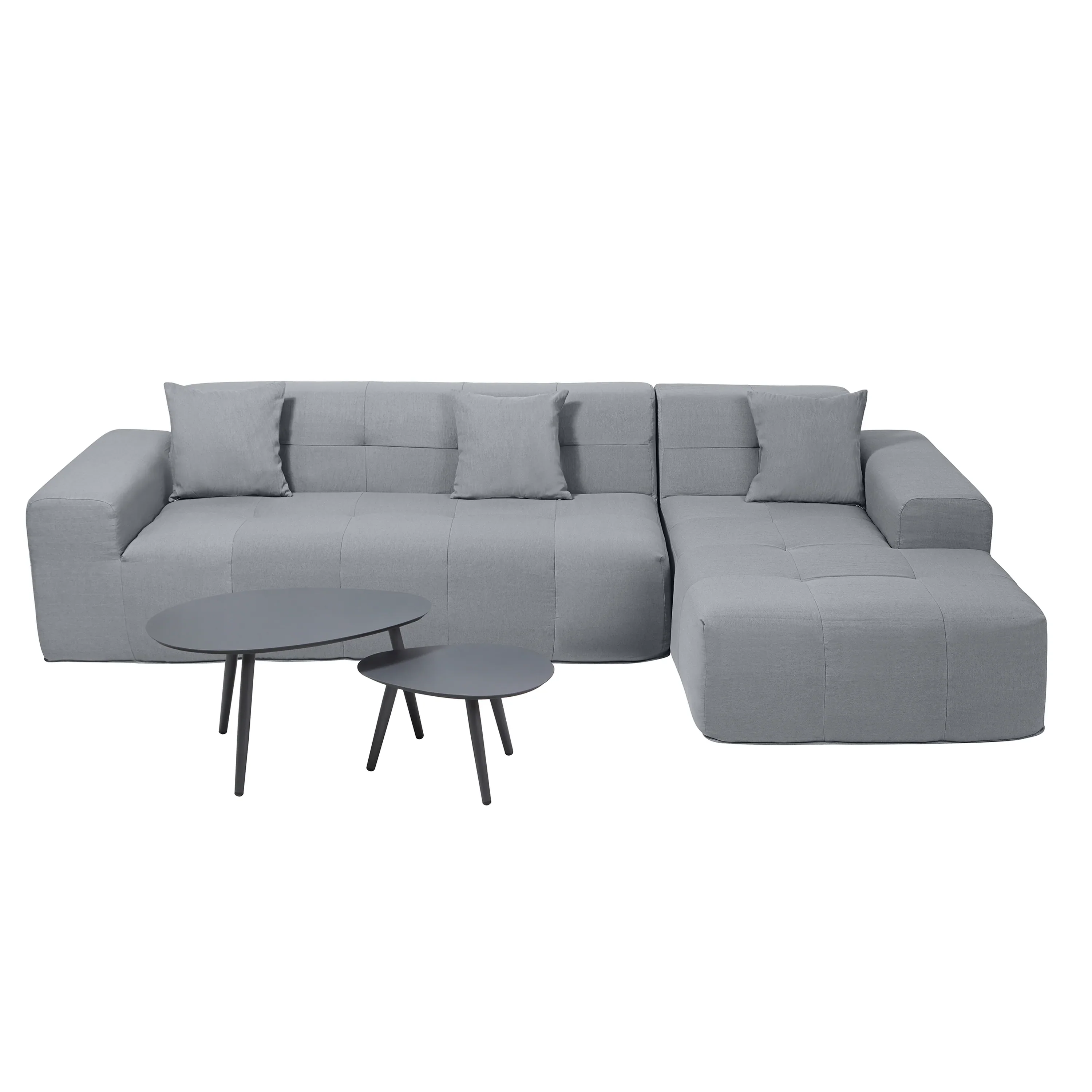 Deko Living 4 Piece Gray Outdoor Compressed Foam Sectional Sofa Lounger and Table Set (COP30018) - Image 3
