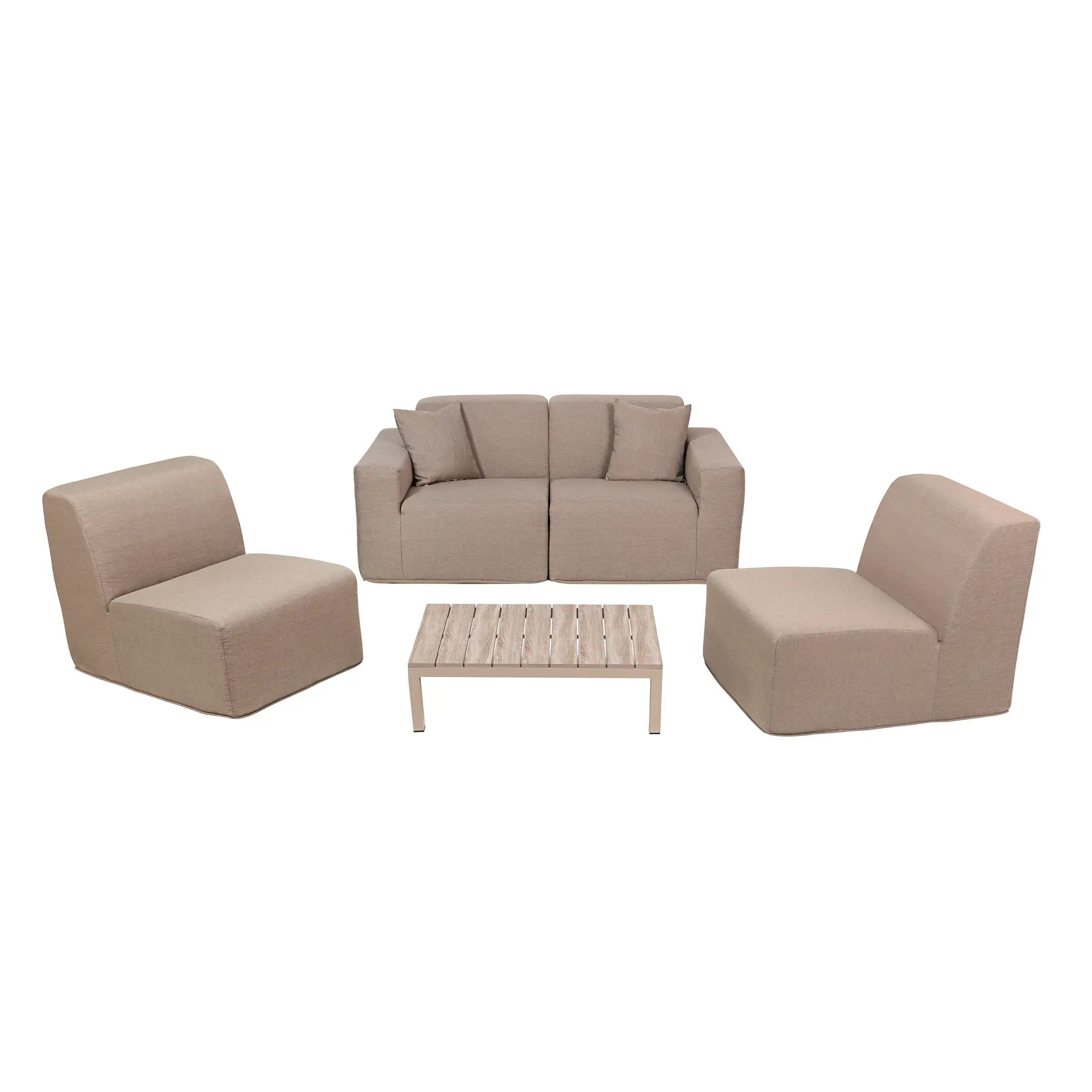Deko Living 4 PieceSeating Brown Compressed Foam Sectional Sofa and Ottoman Set (CIF50117) - Image 2