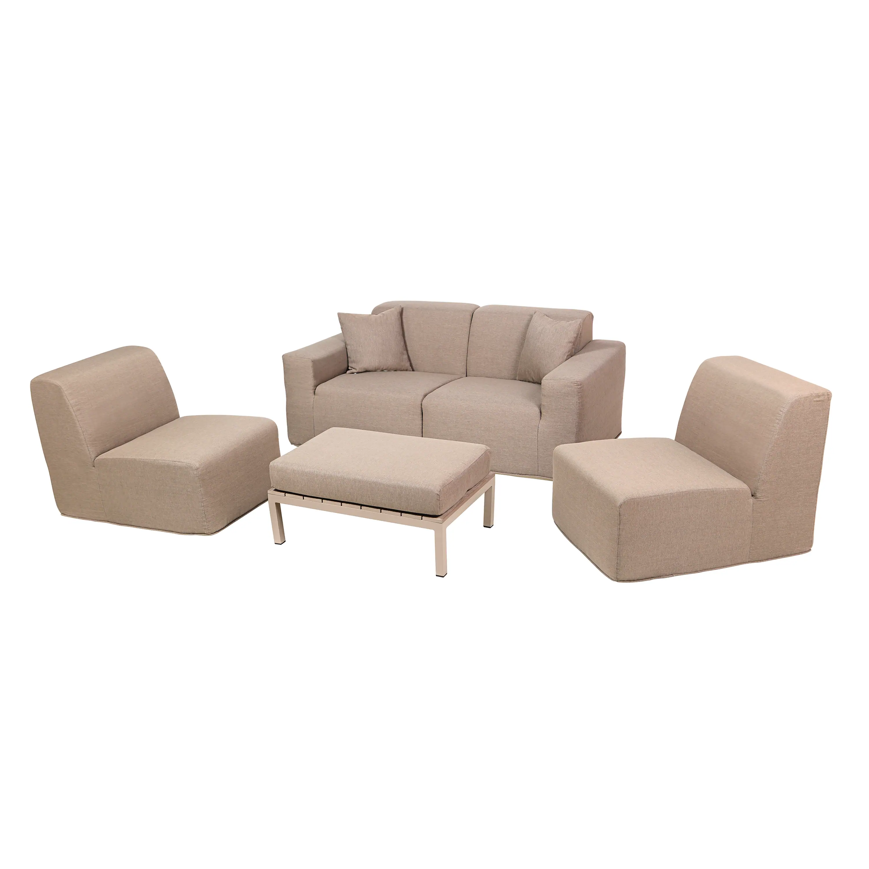 Deko Living 4 Piece Seating Brown Outdoor Compressed Foam Sectional Sofas and Ottoman Set (COP30117) - Image 3