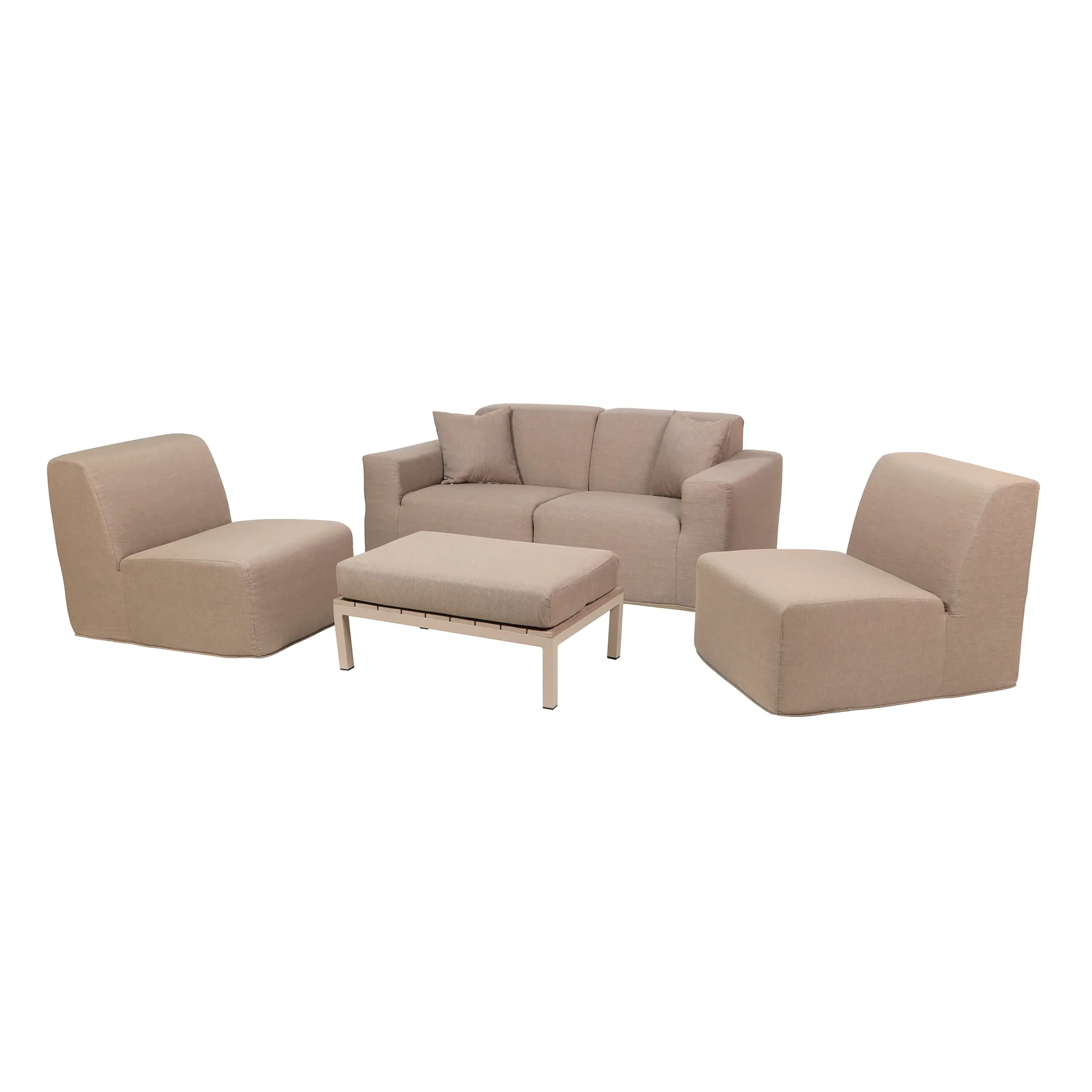 Deko Living 4 Piece Seating Brown Outdoor Compressed Foam Sectional Sofas and Ottoman Set (COP30117) - Image 4
