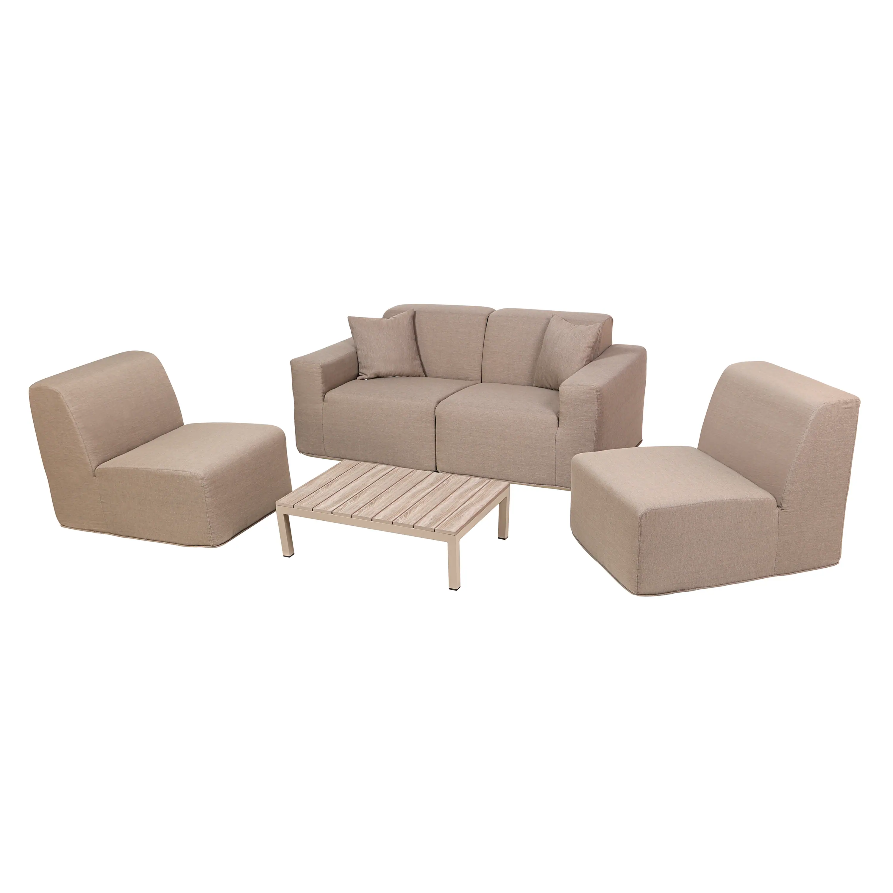 Deko Living 4 Piece Seating Brown Outdoor Compressed Foam Sectional Sofas and Ottoman Set (COP30117) - Image 5