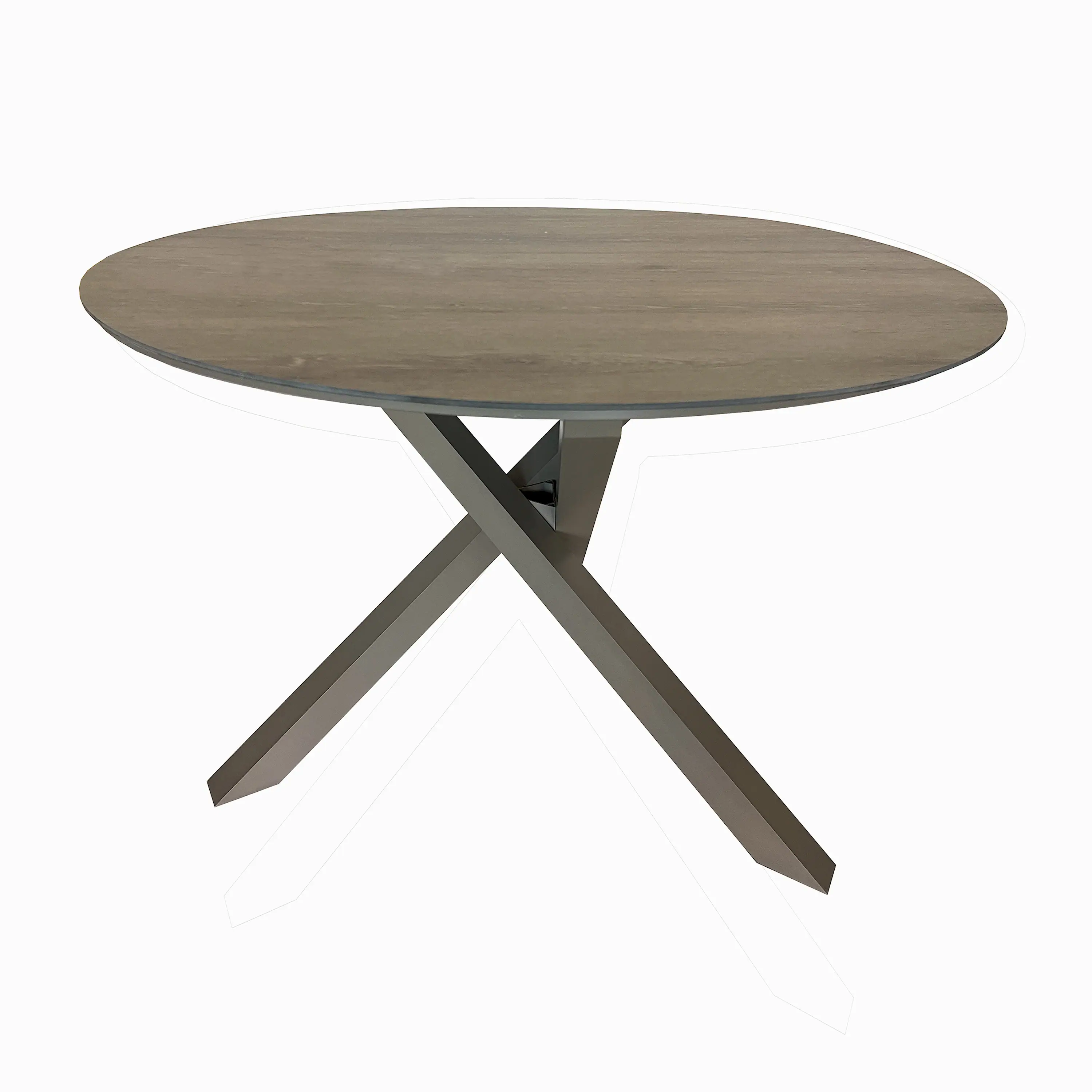 Deko Living 4 Piece Seating Champagne Outdoor Aluminum Round Patio Dining Table and Stackable Chairs Set (COP30804) - Image 2