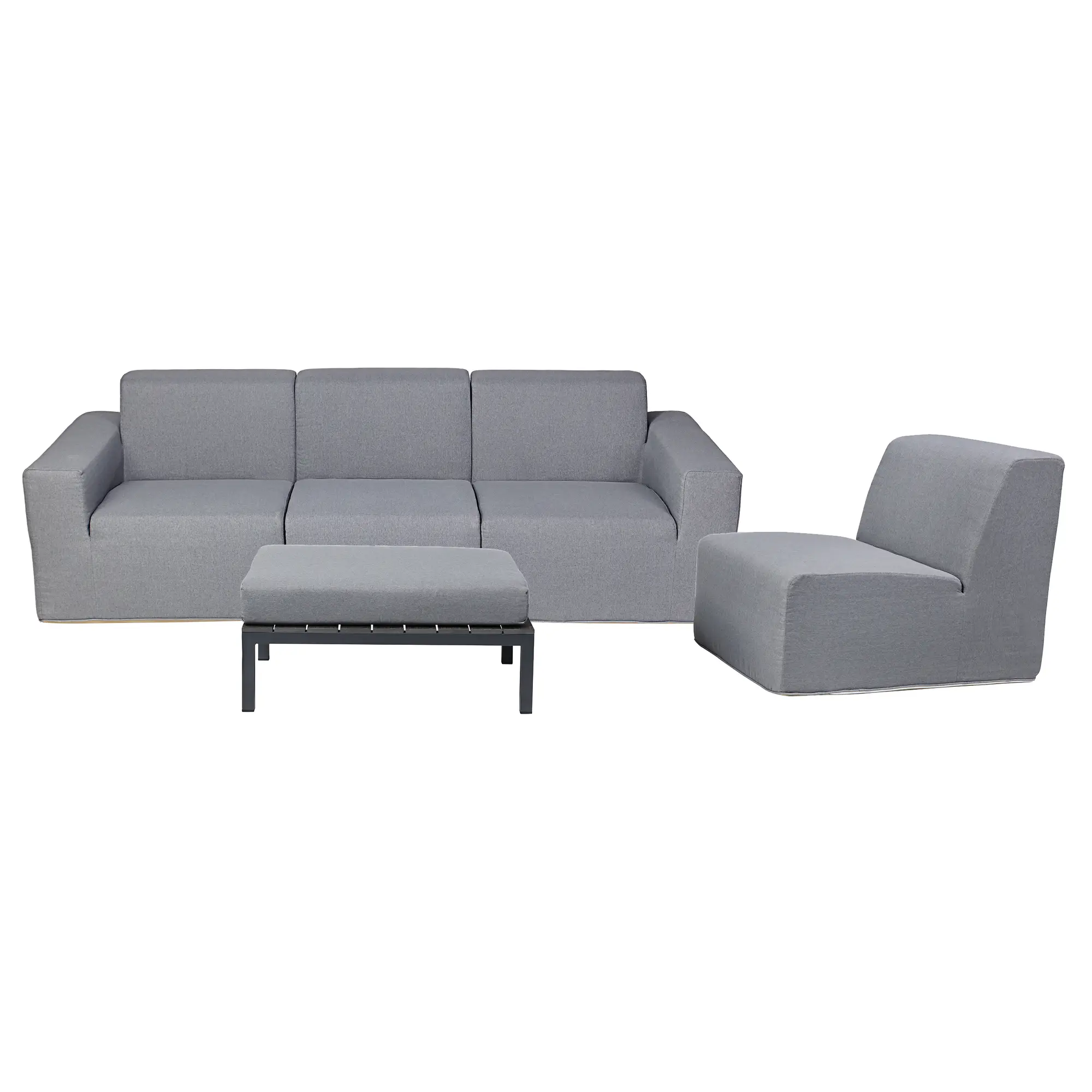 Deko Living 4 Piece Seating Gray Compressed Foam Sectional Sofa and Ottoman Set (CIF50017) - Image 4