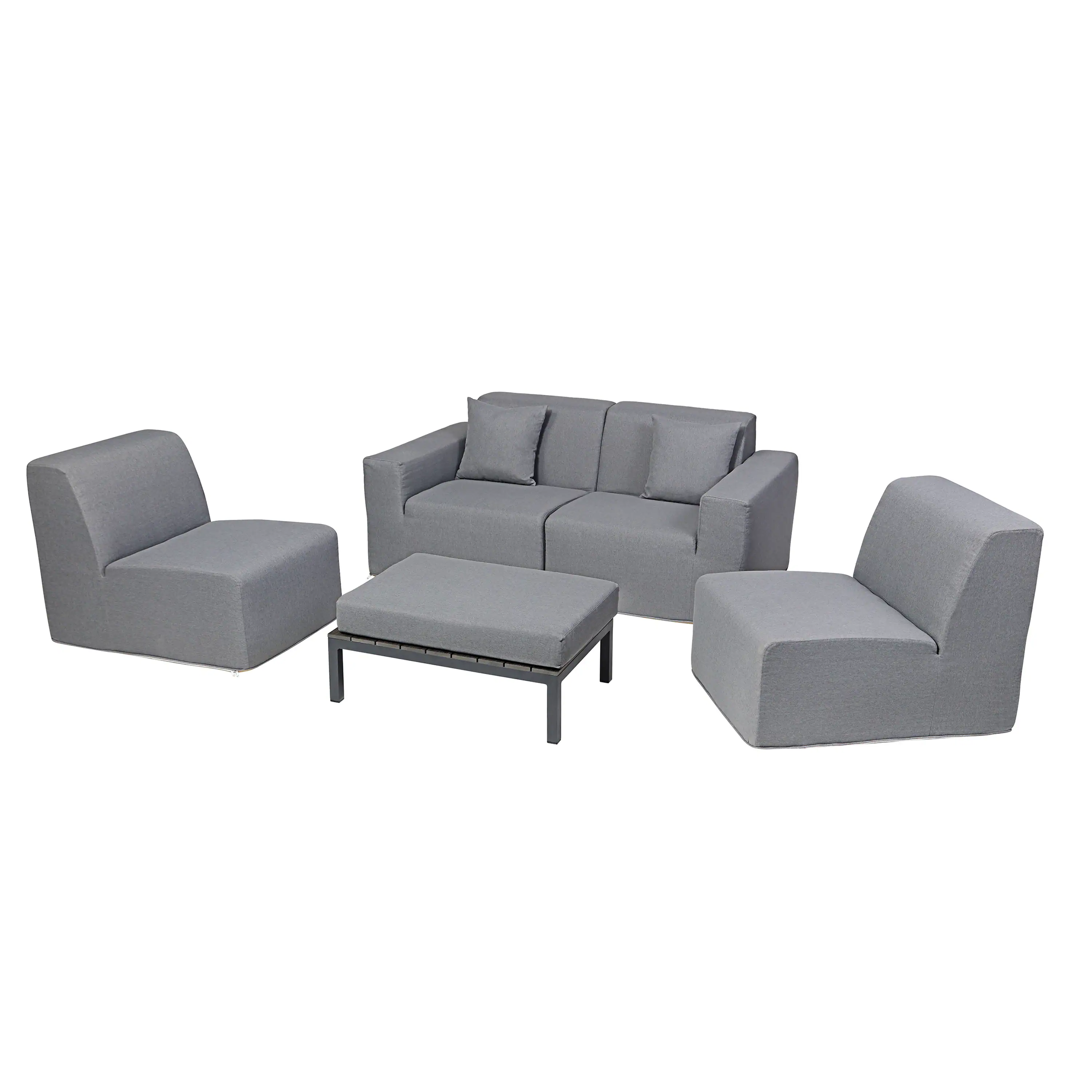 Deko Living 4 Piece Seating Gray Outdoor Compressed Foam Sectional Sofas and Ottoman Set (COP30017) - Image 2