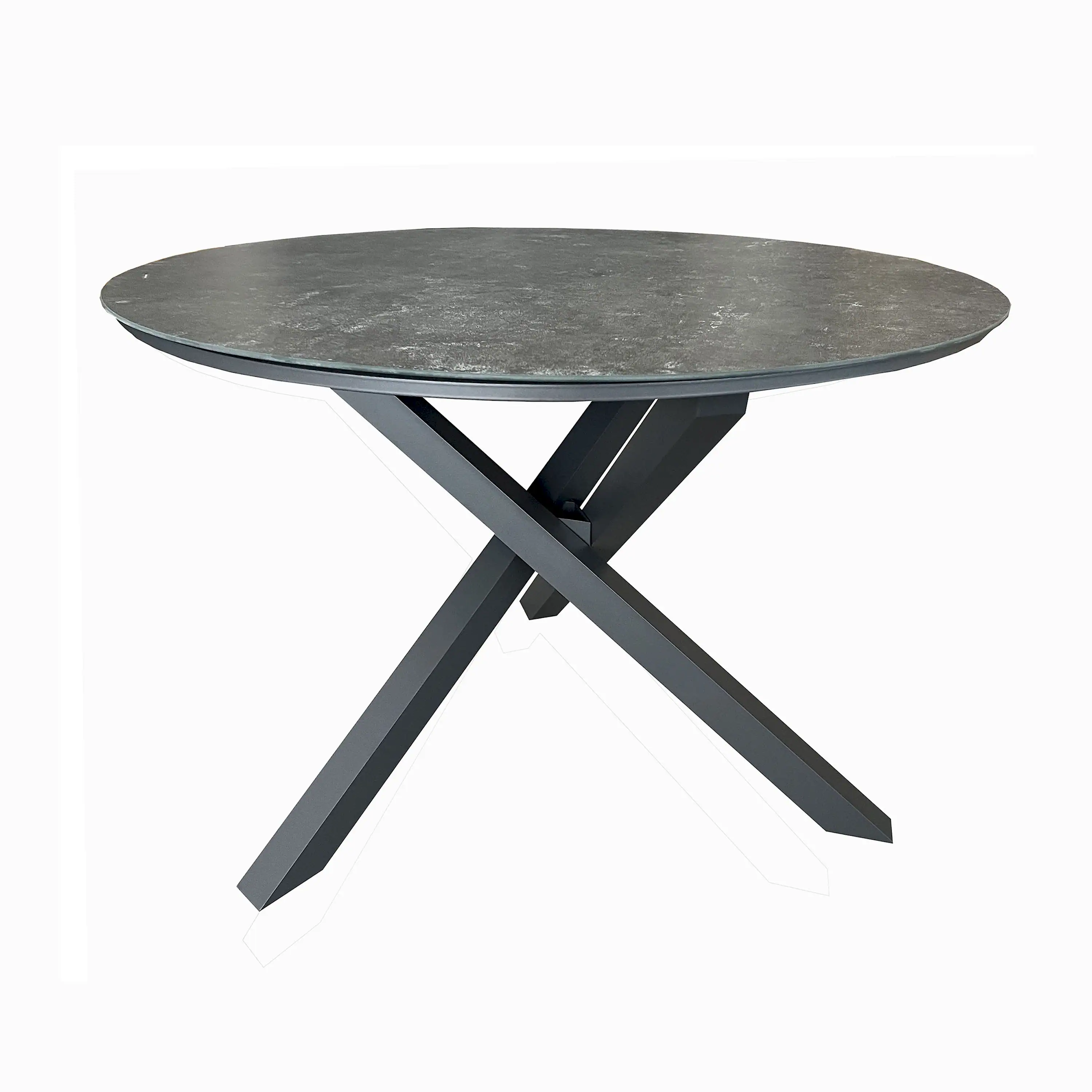 Deko Living 4 Piece Seating Grey Outdoor Aluminum Round Patio Dining Table and Stackable Chairs Set (COP30704) - Image 3