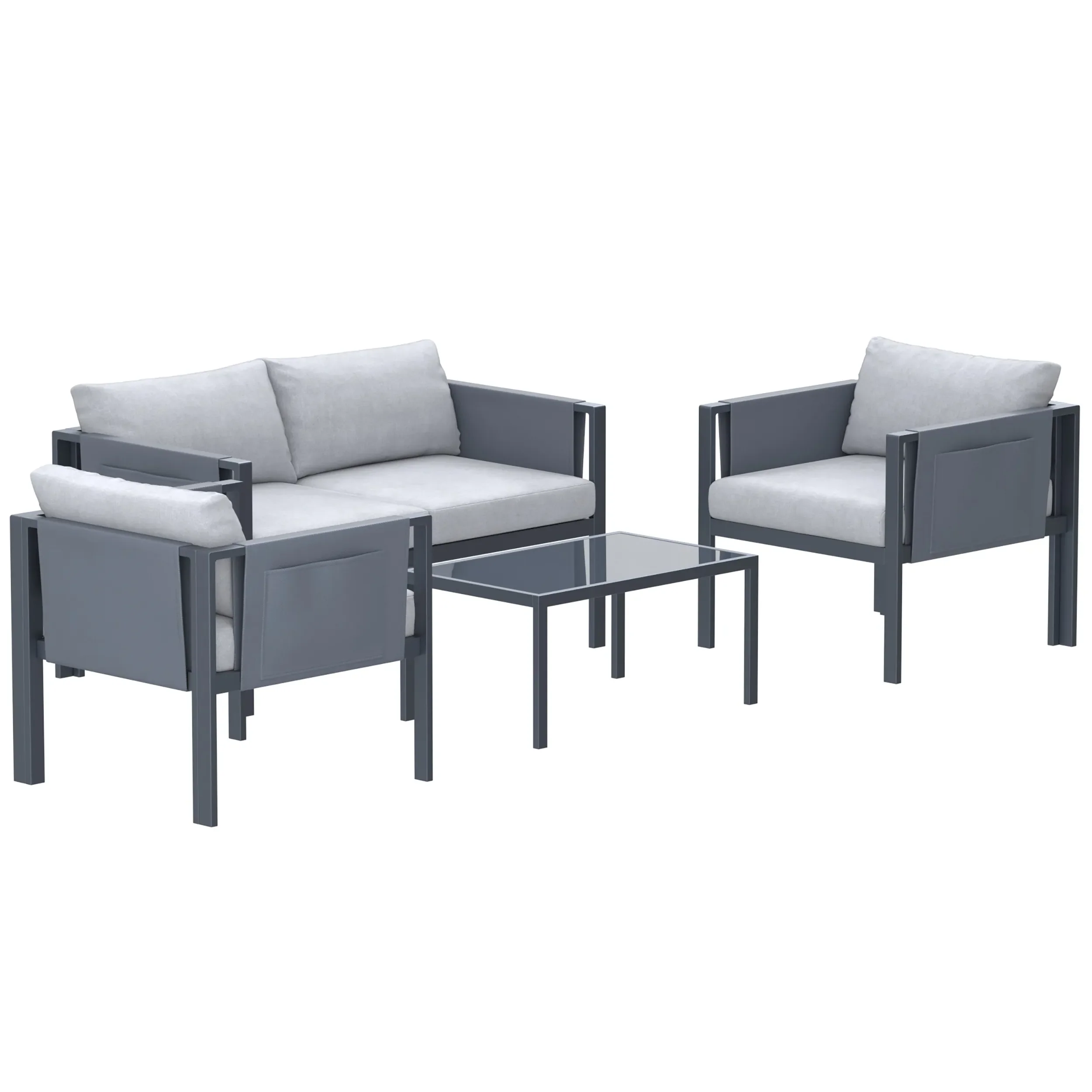 Deko Living 4 Piece Seating Outdoor Gray Sofa and Table Set (COP30014) - Image 3