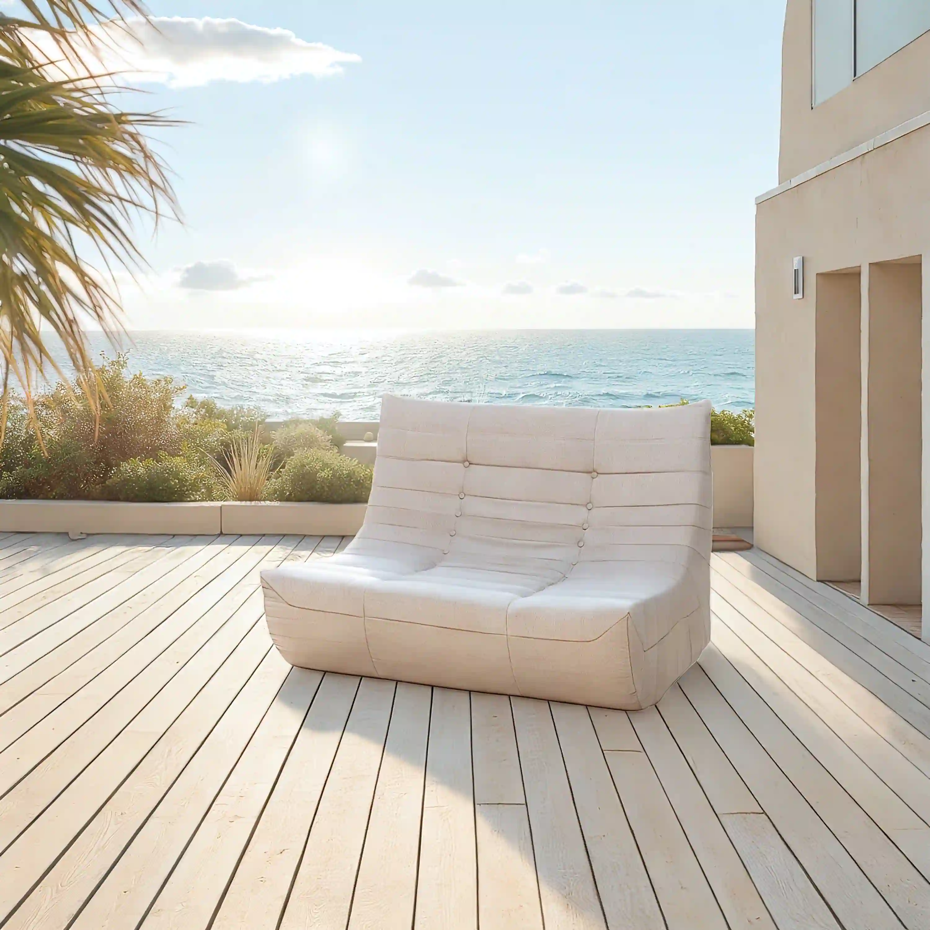 Deko Living 5 Piece Beige Outdoor Compressed Foam Loveseat Sofa Chairs and Table Set (COP30219) - Image 5