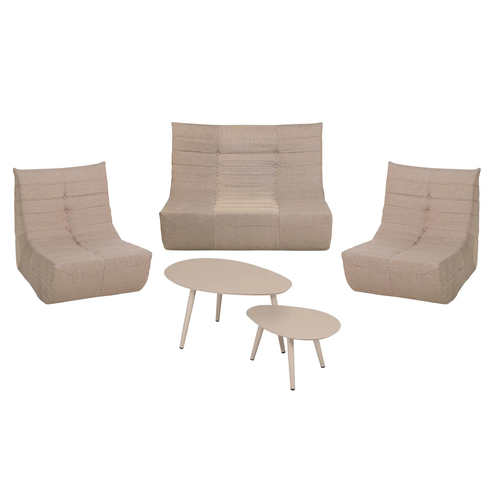Deko Living 5 Piece Brown Compressed Foam Loveseat Sofa Chairs and Table Set (CIF50119) - Image 2