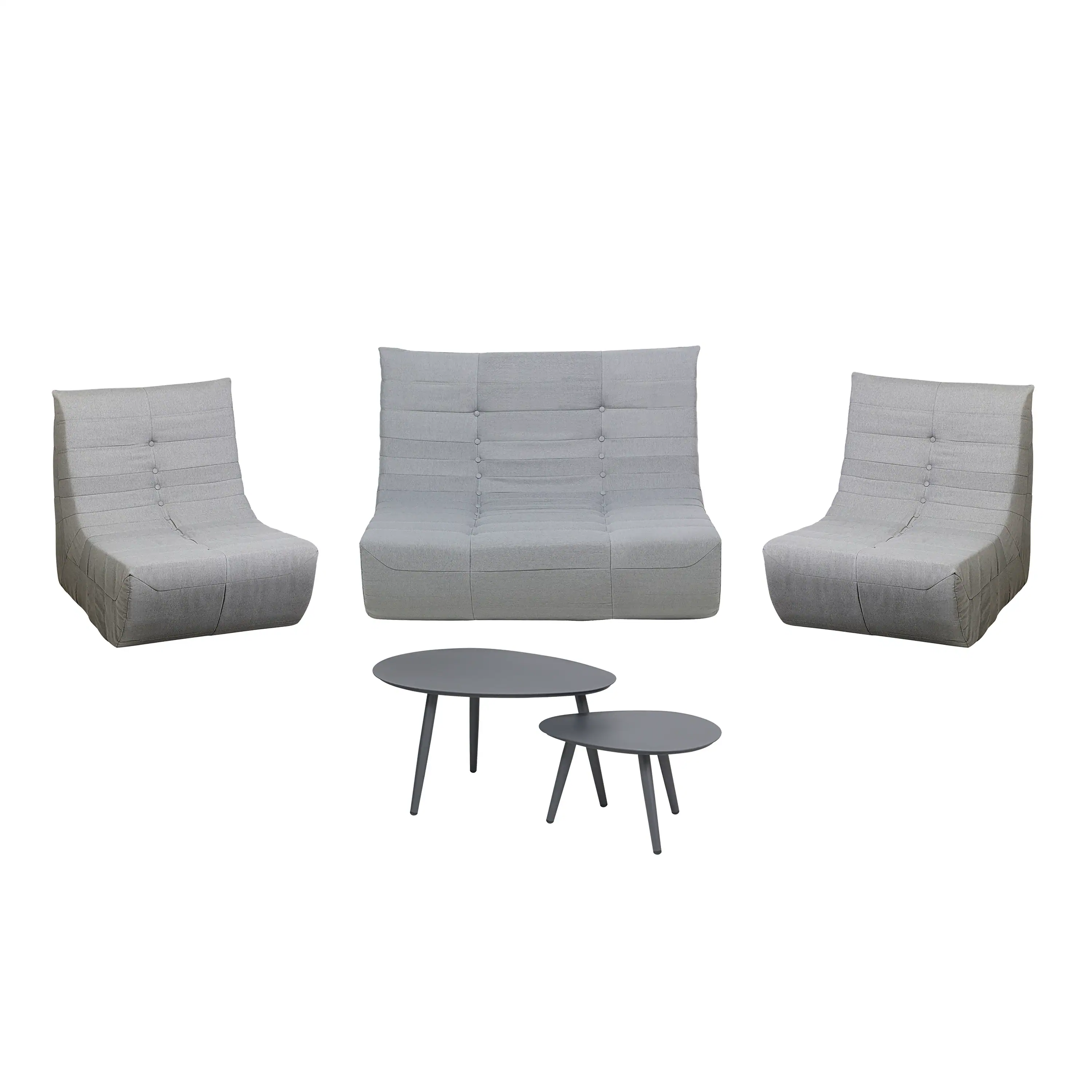 Deko Living 5 Piece Gray Outdoor Compressed Foam Loveseat Sofa Chairs and Table Set (COP30019) - Image 2