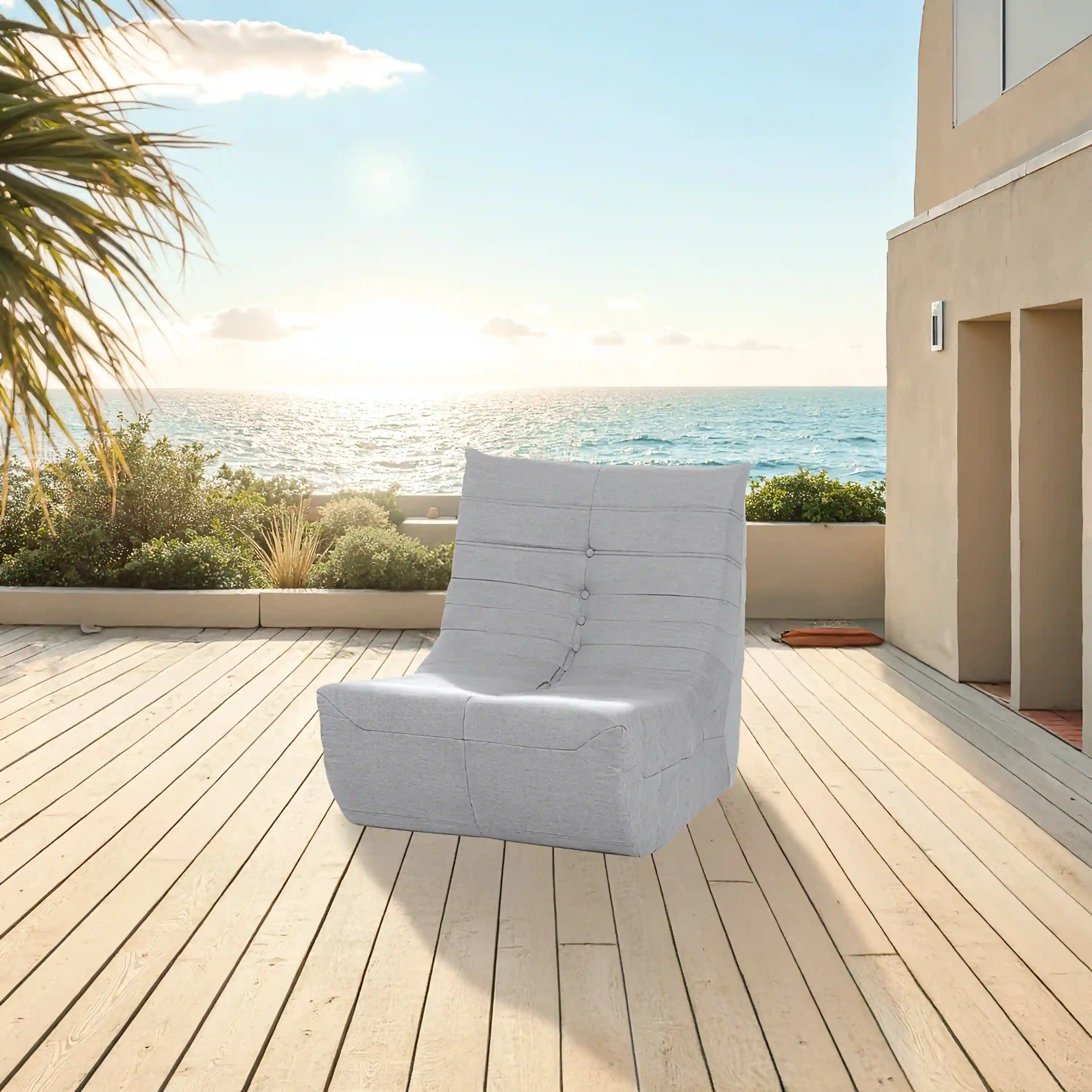 Deko Living 5 Piece Gray Outdoor Compressed Foam Loveseat Sofa Chairs and Table Set (COP30019) - Image 3