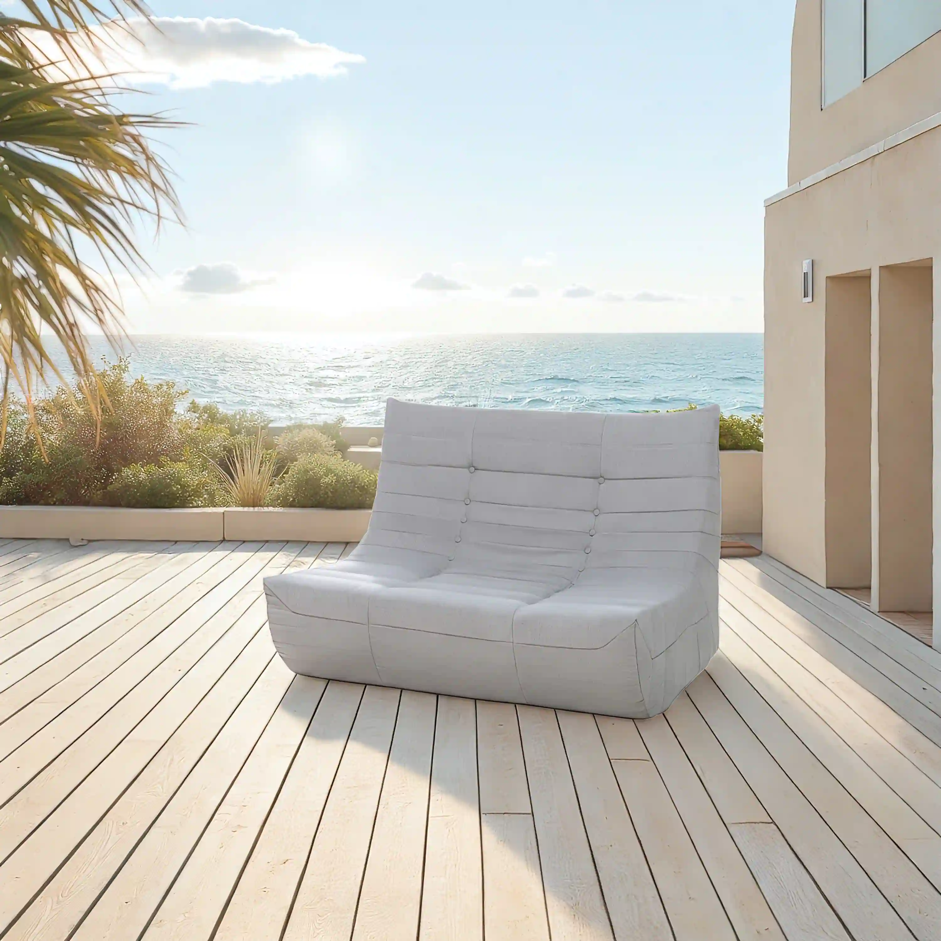 Deko Living 5 Piece Gray Outdoor Compressed Foam Loveseat Sofa Chairs and Table Set (COP30019) - Image 4