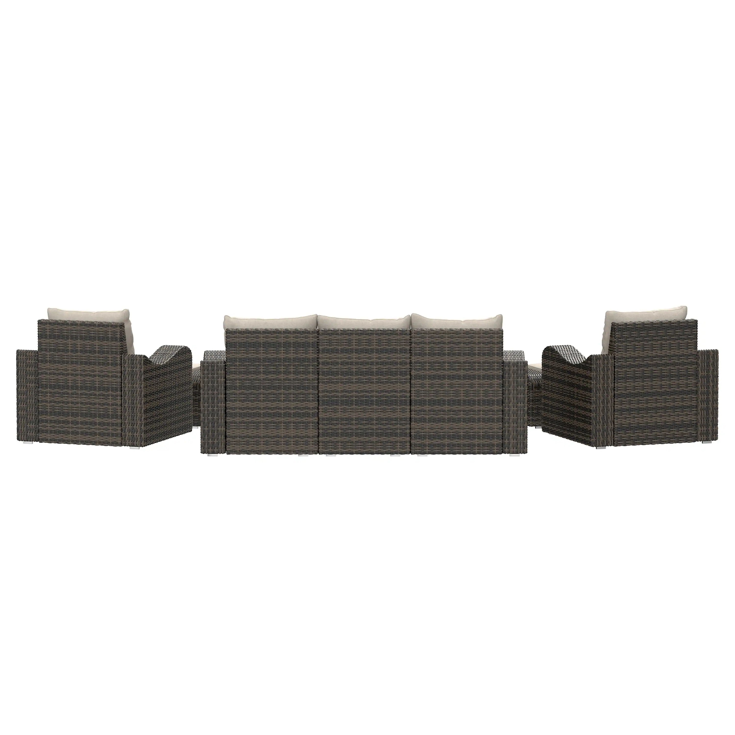 Deko Living 5 Piece Seating Brown Outdoor Wicker Sofa and Sofa Chair Set with Table (COP30012) - Image 11