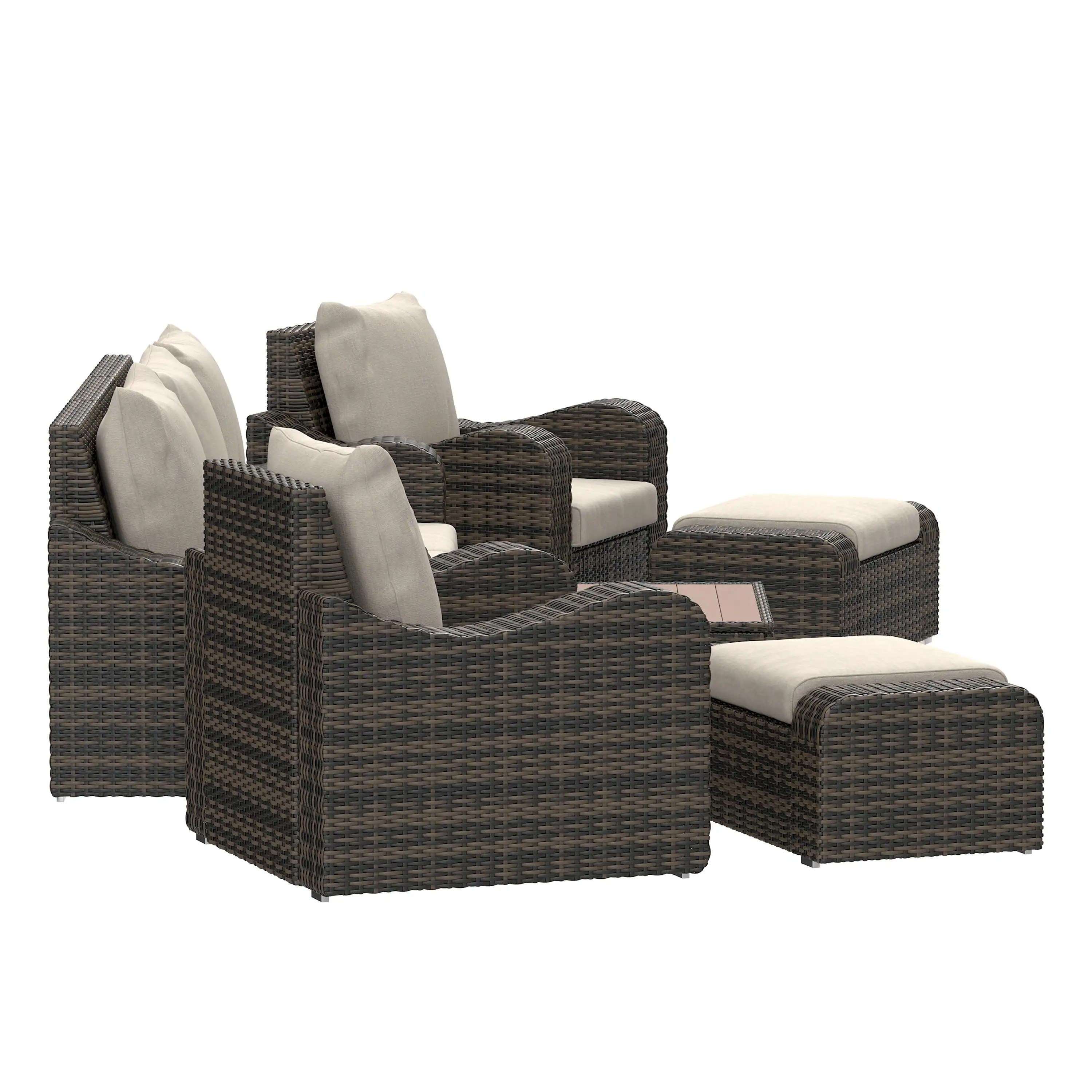 Deko Living 5 Piece Seating Brown Outdoor Wicker Sofa and Sofa Chair Set with Table (COP30012) - Image 3
