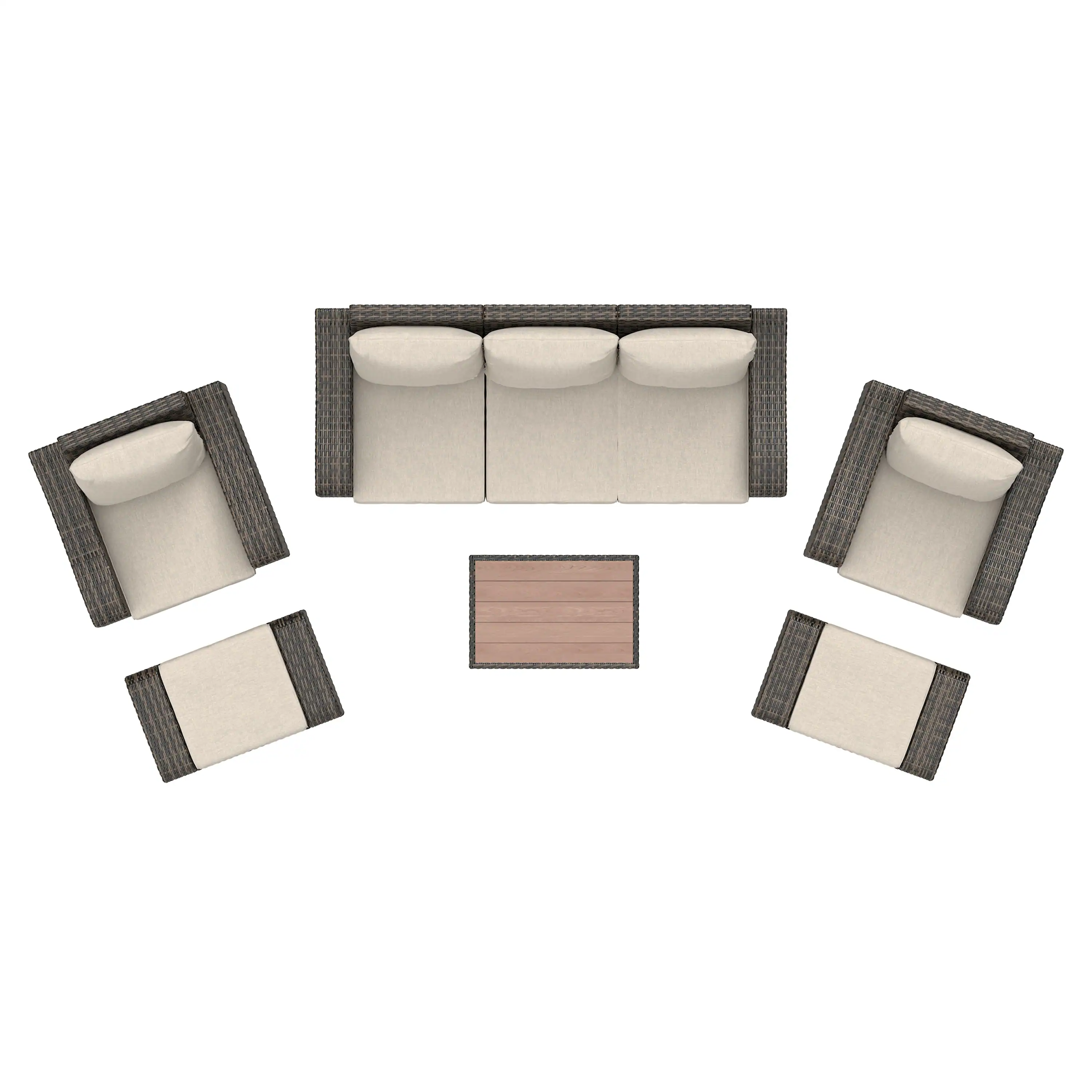 Deko Living 5 Piece Seating Brown Outdoor Wicker Sofa and Sofa Chair Set with Table (COP30012) - Image 6