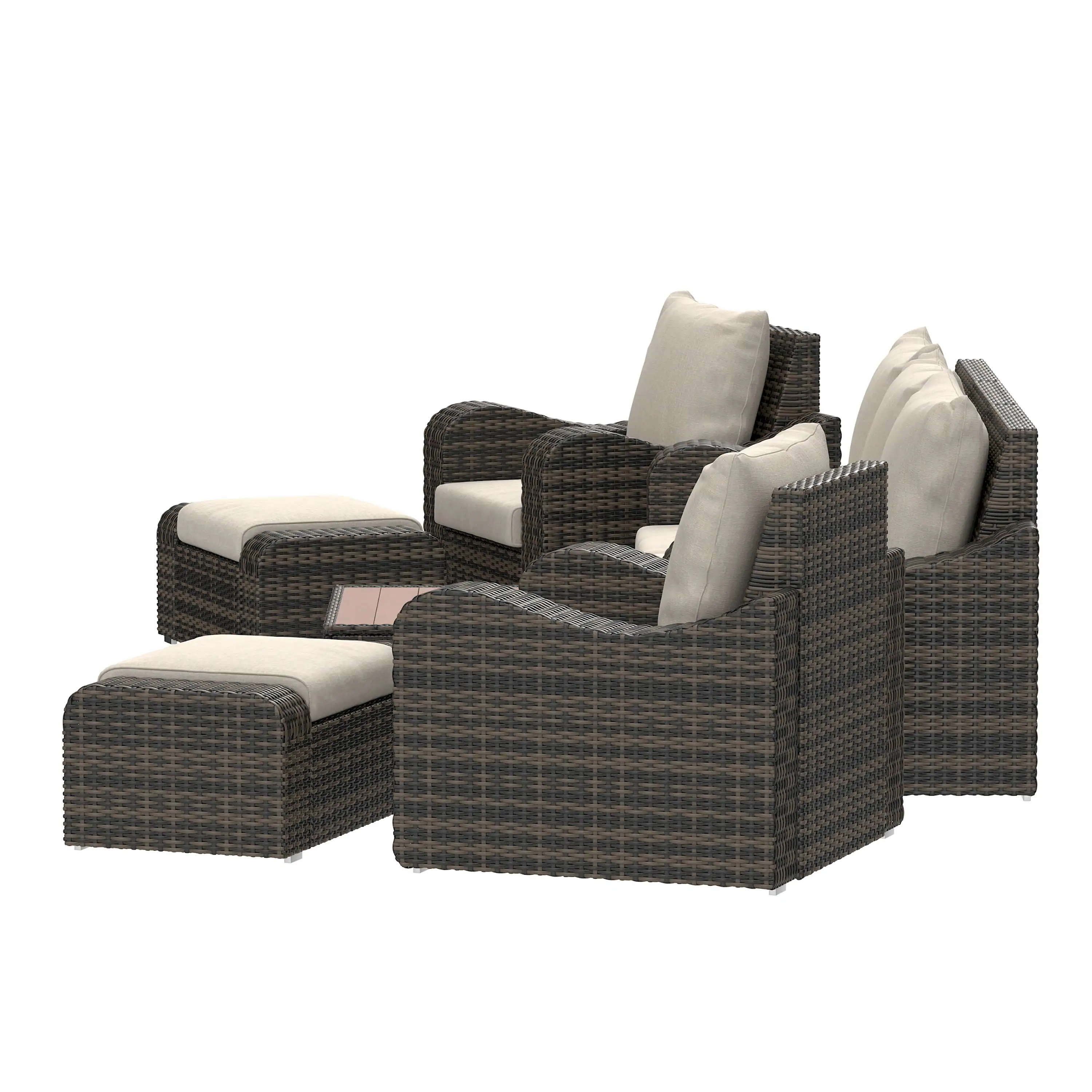 Deko Living 5 Piece Seating Brown Outdoor Wicker Sofa and Sofa Chair Set with Table (COP30012) - Image 9