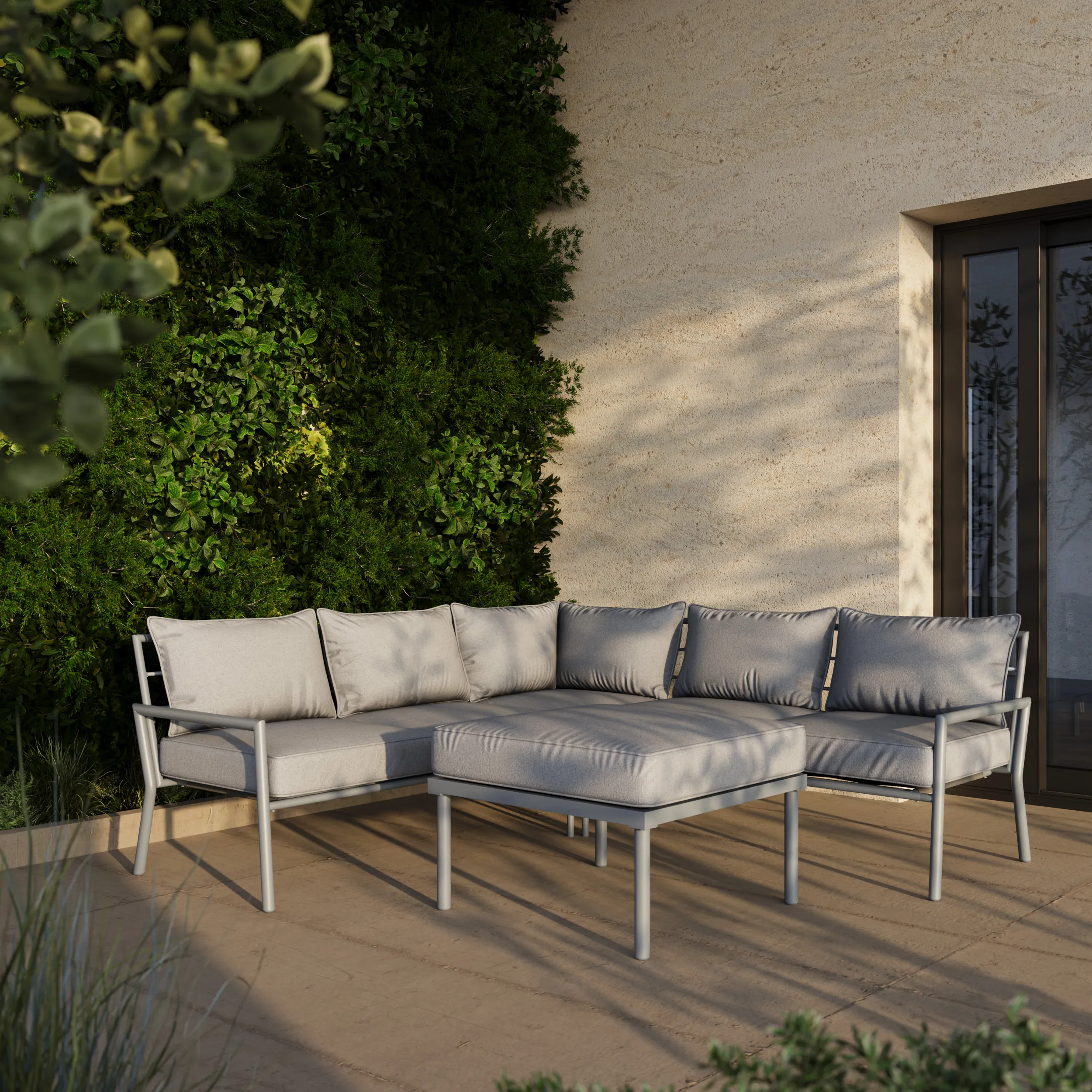 Deko Living 5 Piece Seating Outdoor Gray Sofa and Ottoman Set (COP30015) - Image 2