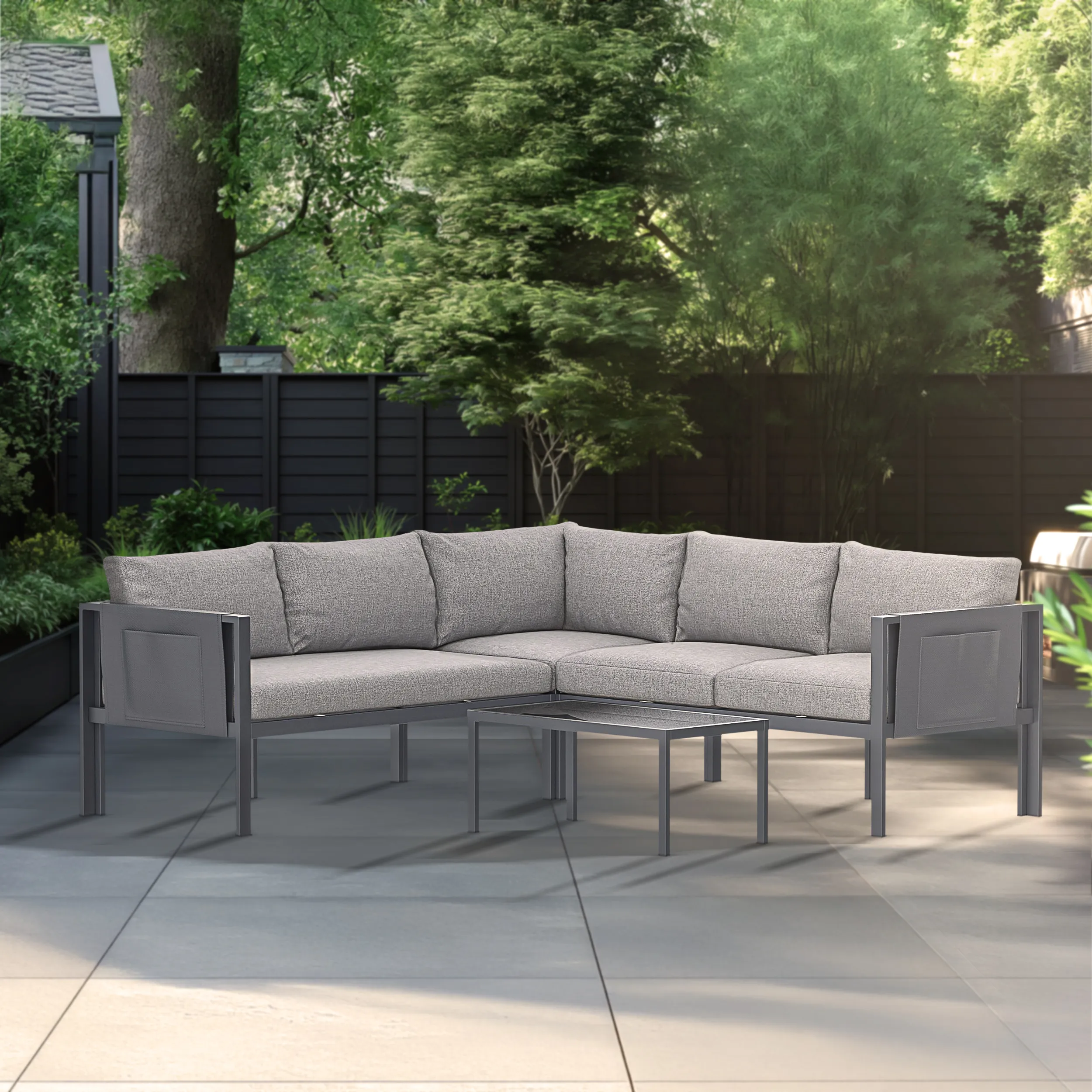 Deko Living 5 Piece Seating Outdoor Gray Sofa and Table Set (COP30016) - Image 2