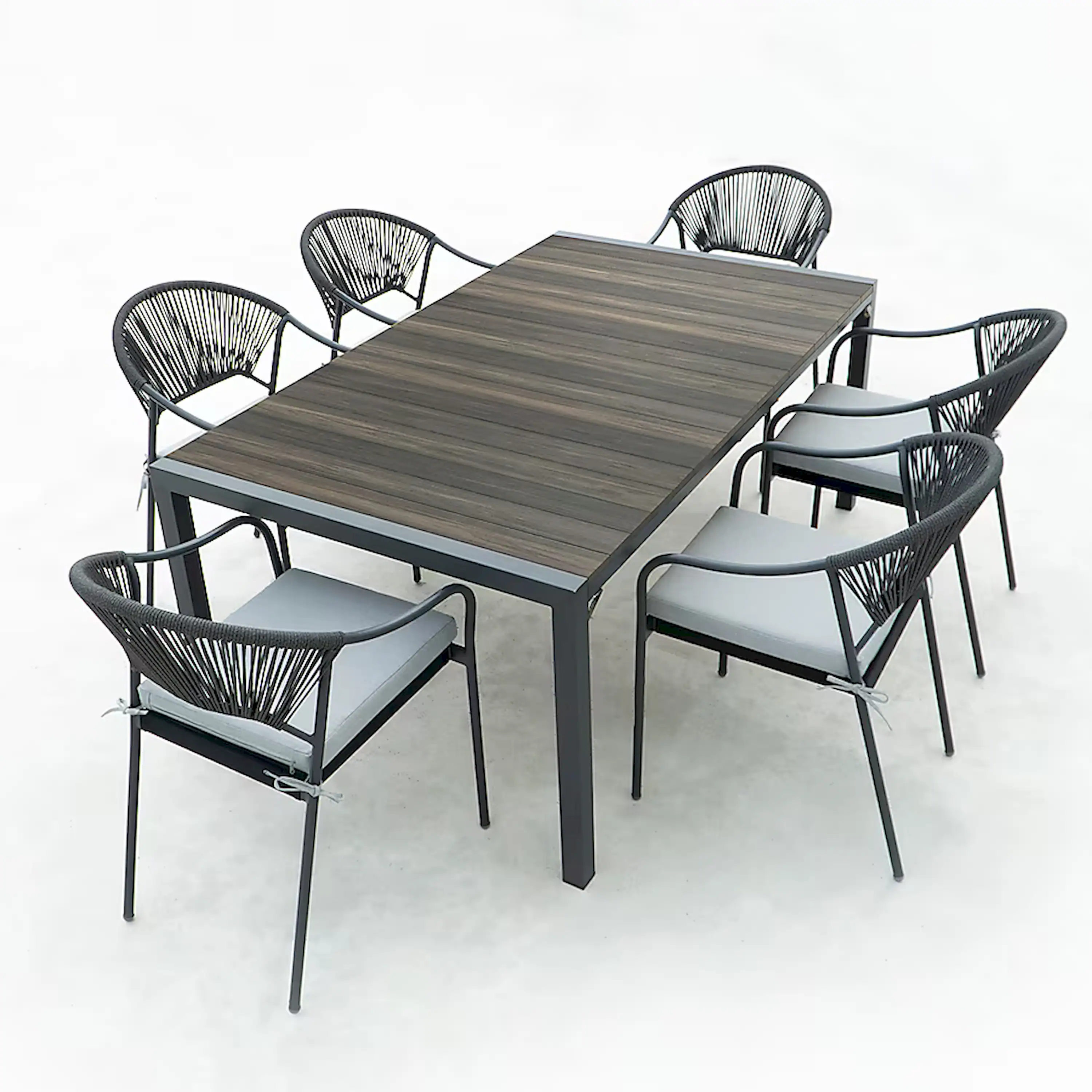 Deko Living 6 Piece Seating Black Outdoor Patio Dining Chairs and Table Set (COP30803) - Image 2