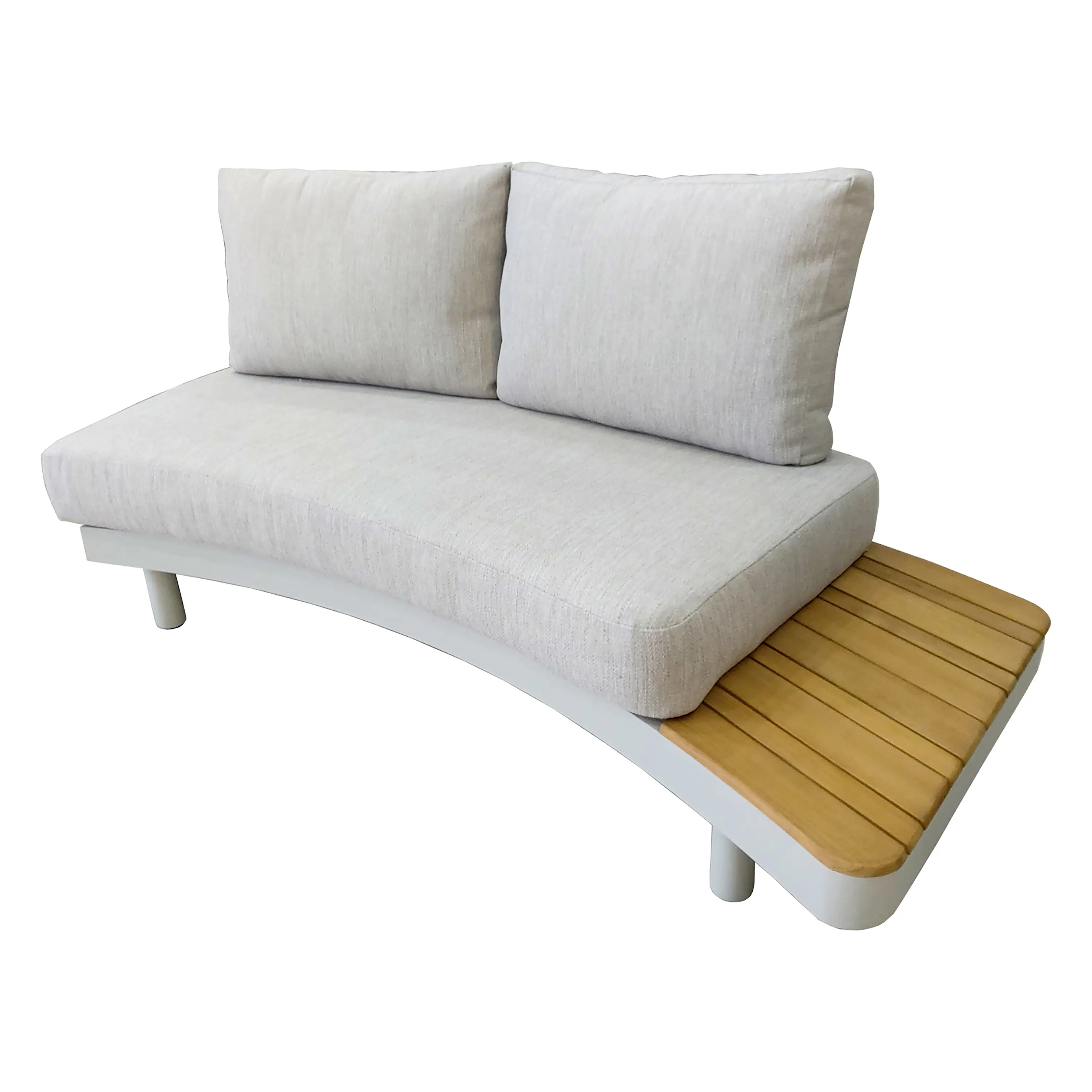 Deko Living 6 Piece Seating Outdoor Cream Aluminum and Teak Contour Sofa Set (COP30013) - Image 3