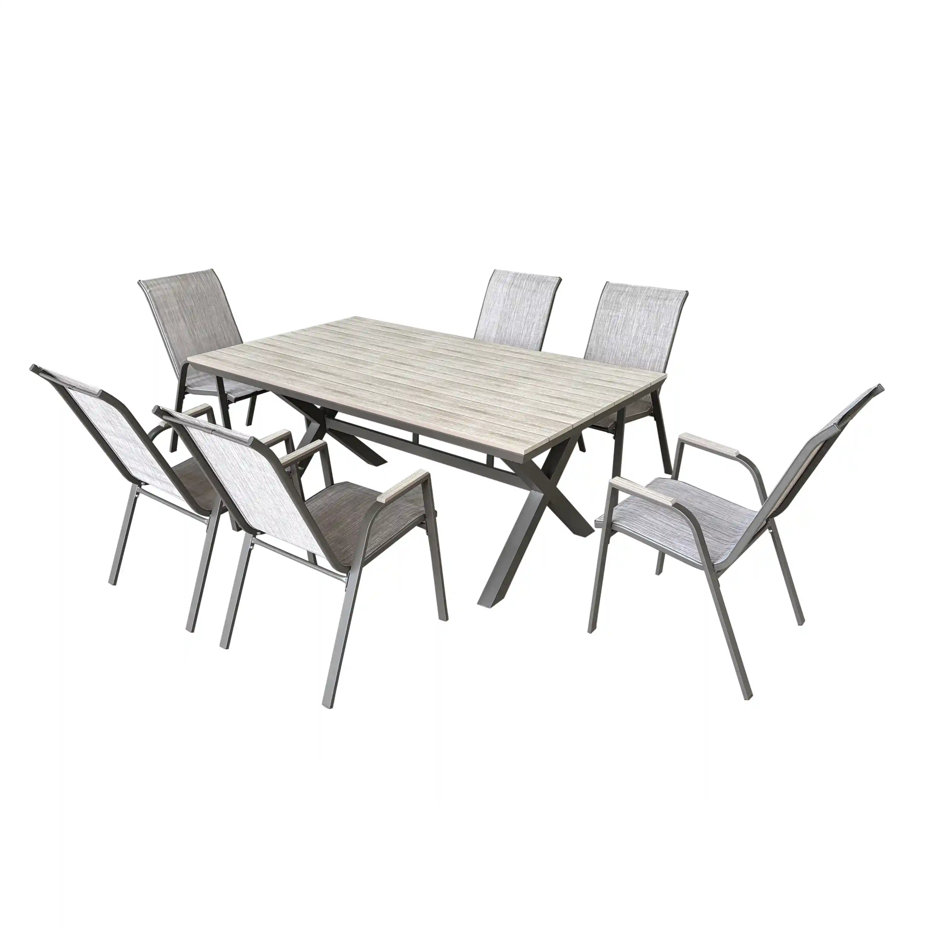 Deko Living 7 Piece Brown Outdoor Dining Chairs and Table Set (COP30702BWN) - Image 4