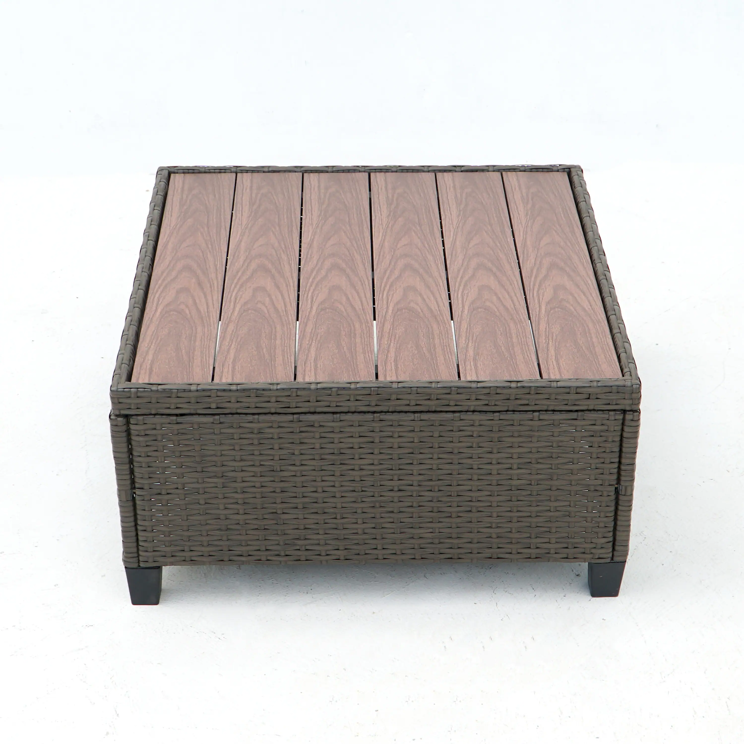 Deko Living 8 Piece Brown Outdoor Sectional Wicker Sofa Chairs and Tables  with Interchangable Beige and Red Cushion Covers (COP30011) - Image 7