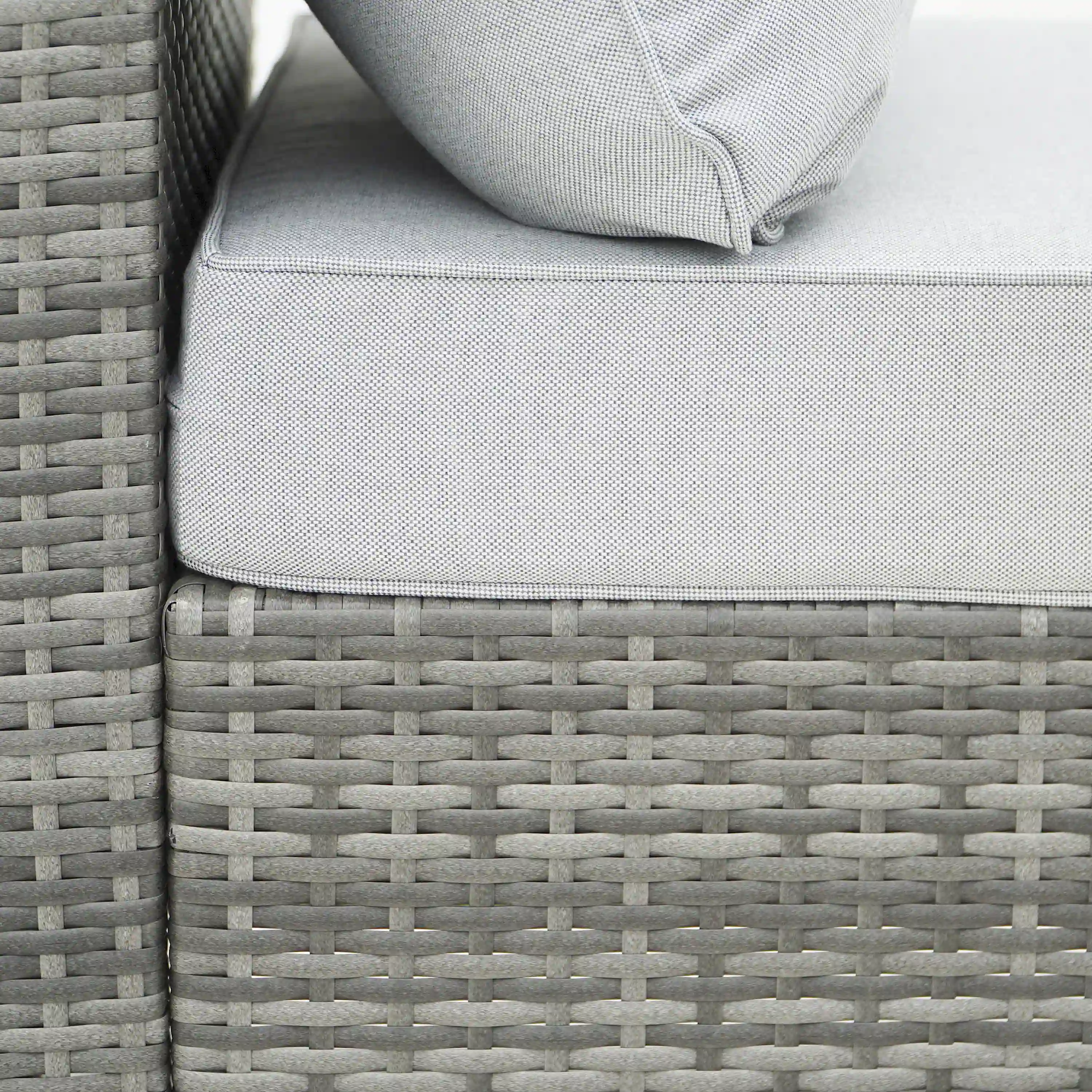 Deko Living 8 Piece Gray Outdoor Sectional Wicker Sofa Chairs and Tables  with Interchangeable Blue and Gray Cushion Covers (COP30111) - Image 10