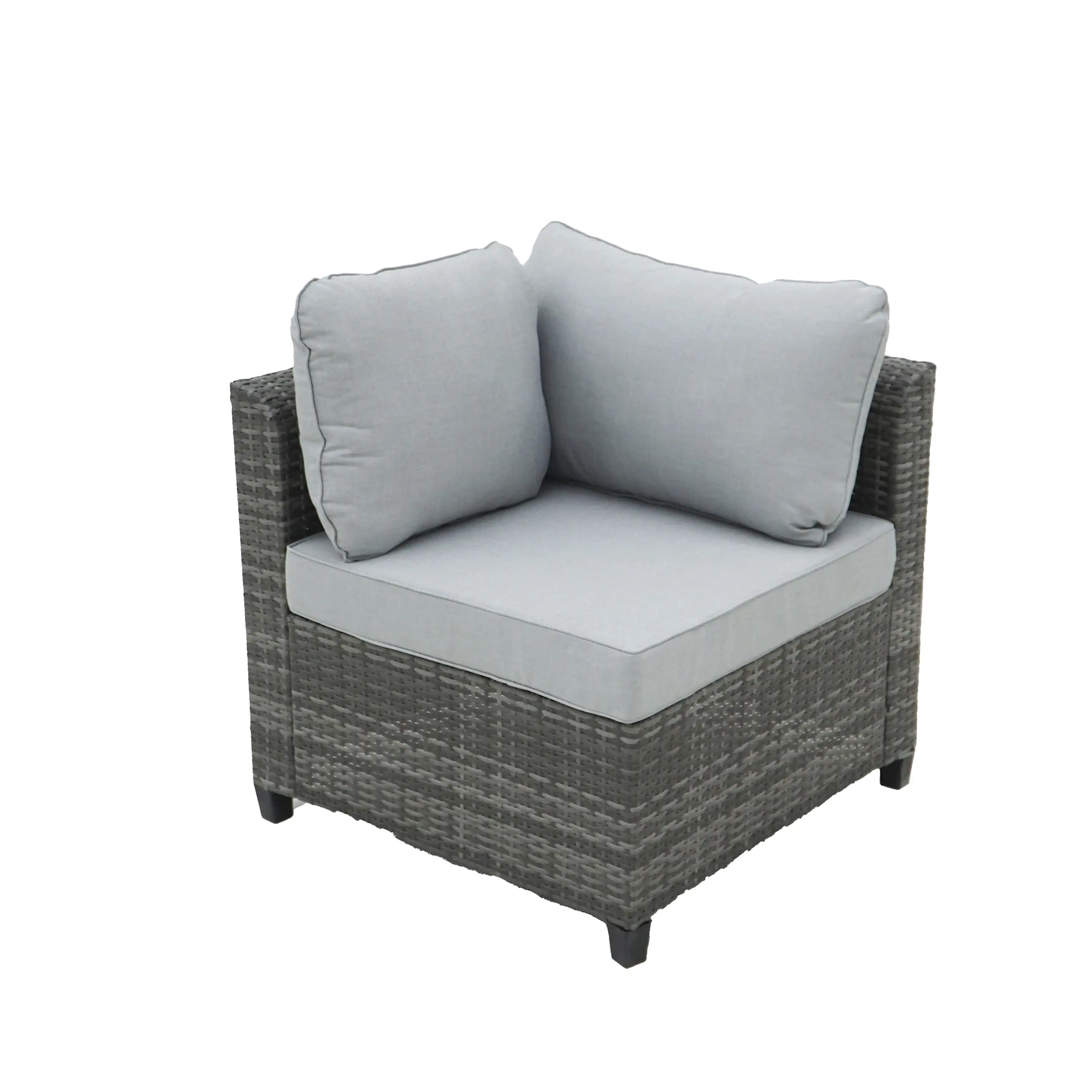 Deko Living 8 Piece Gray Outdoor Sectional Wicker Sofa Chairs and Tables  with Interchangeable Blue and Gray Cushion Covers (COP30111) - Image 7