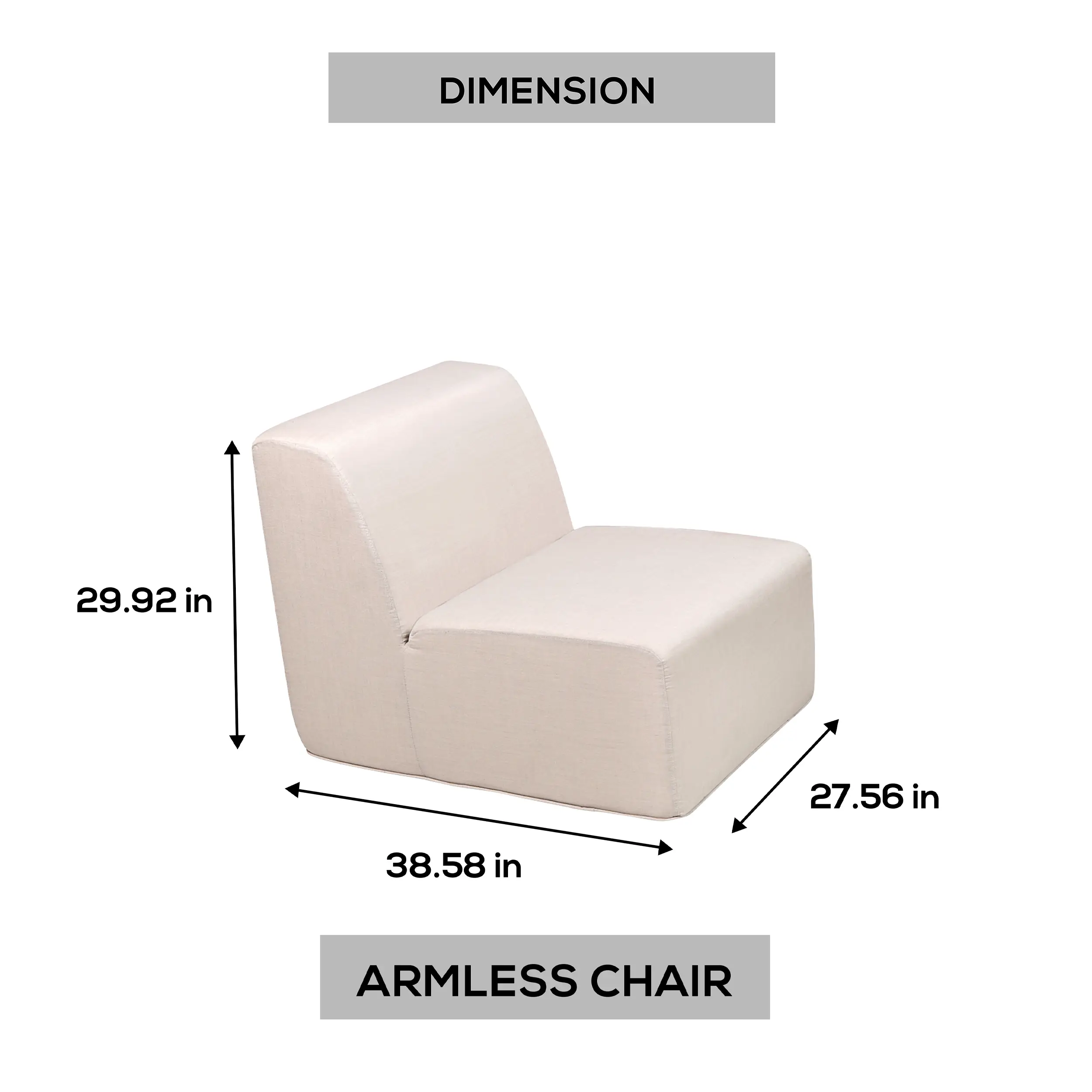 Deko Living Beige Compressed Foam Armless Sectional Sofa Chair (CIF50217ACH) - Image 6