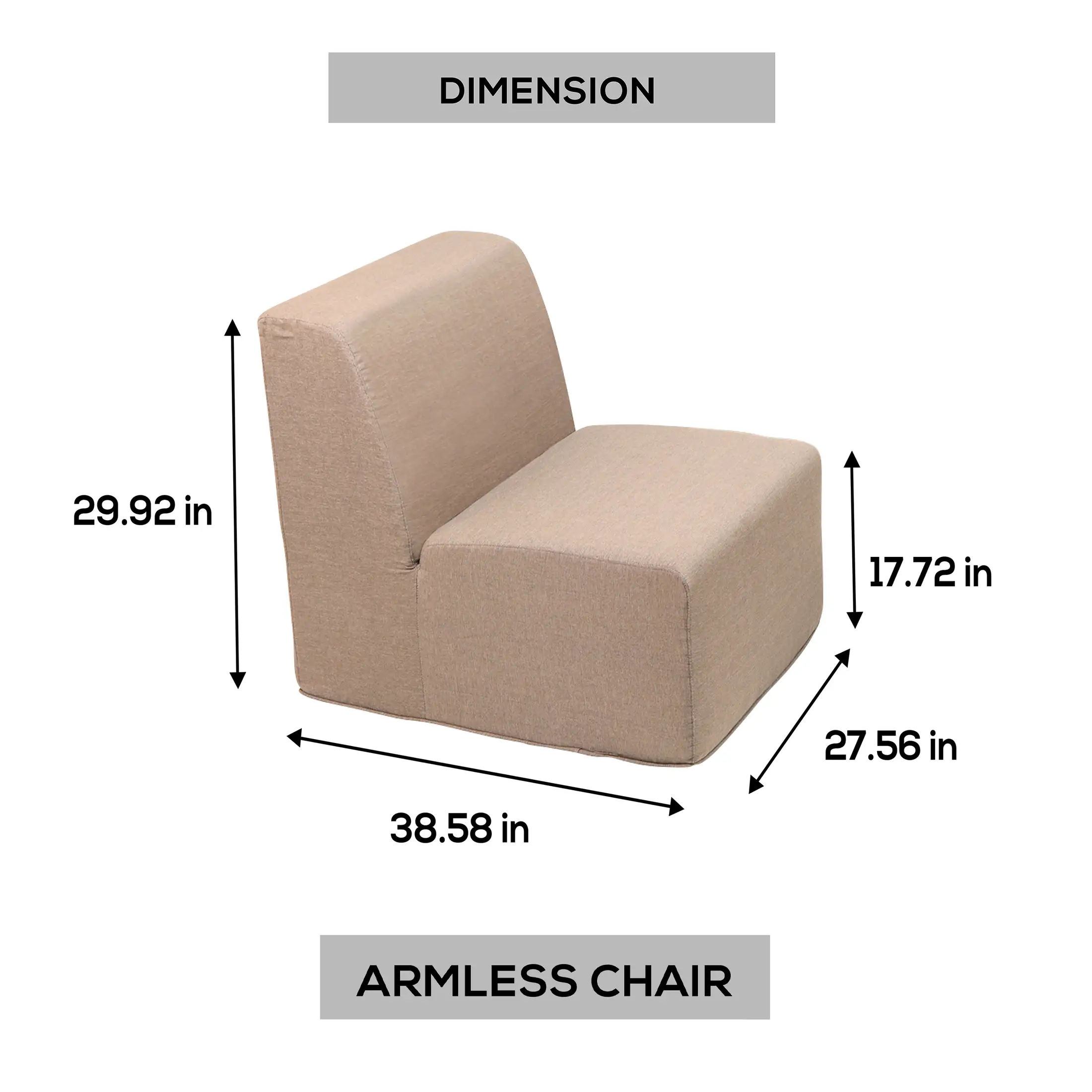 Deko Living Brown Compressed Foam Armless Sectional Sofa Chair (CIF50117ACH) - Image 6