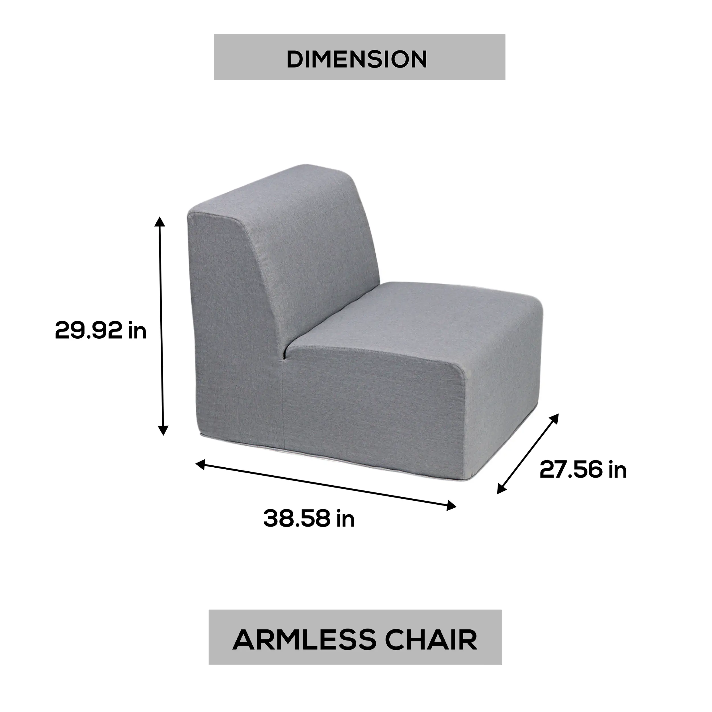 Deko Living Gray Compressed Foam Armless Sectional Sofa Chair (CIF50017ACH) - Image 4
