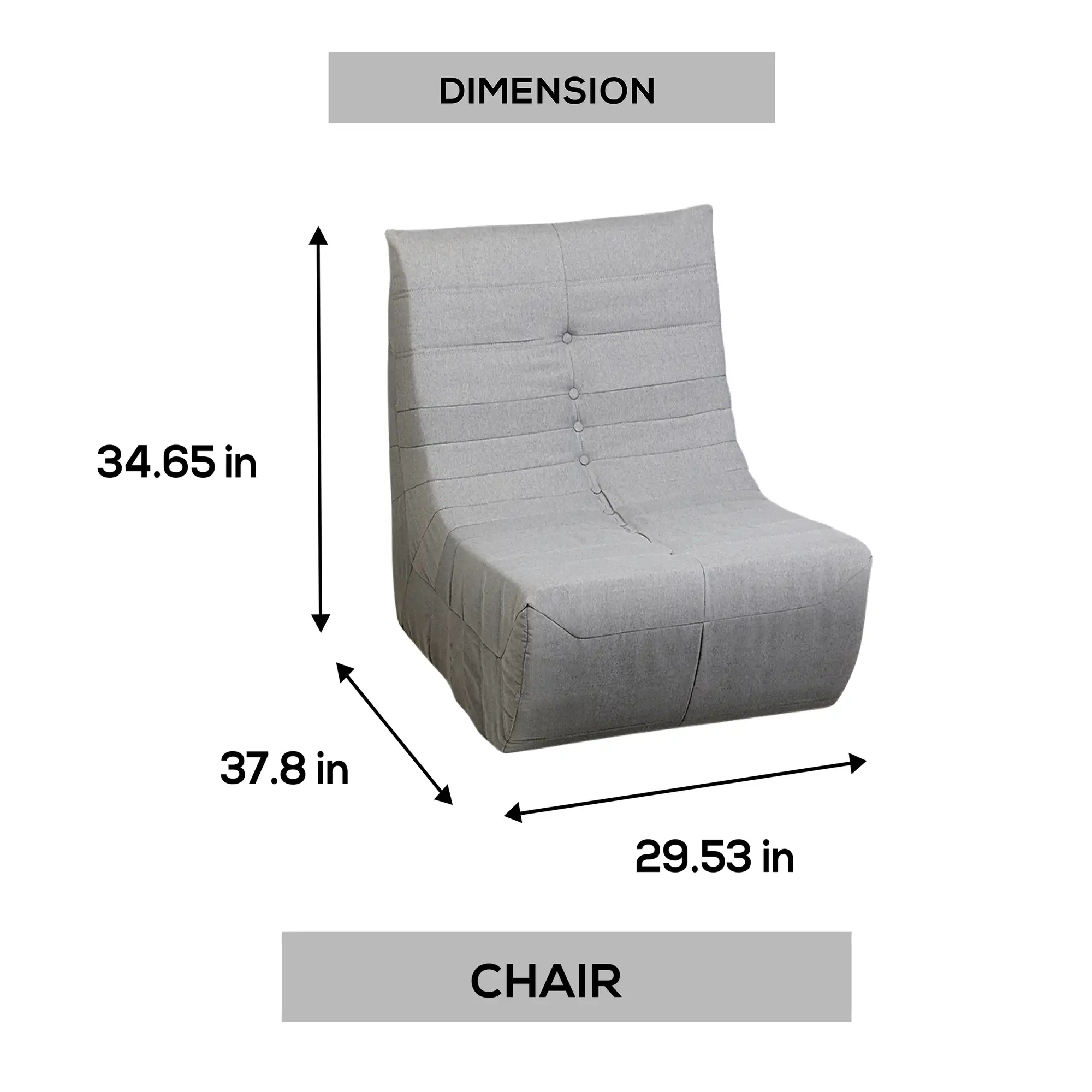 Deko Living Gray Compressed Foam Chair (CIF50019LST) - Image 9