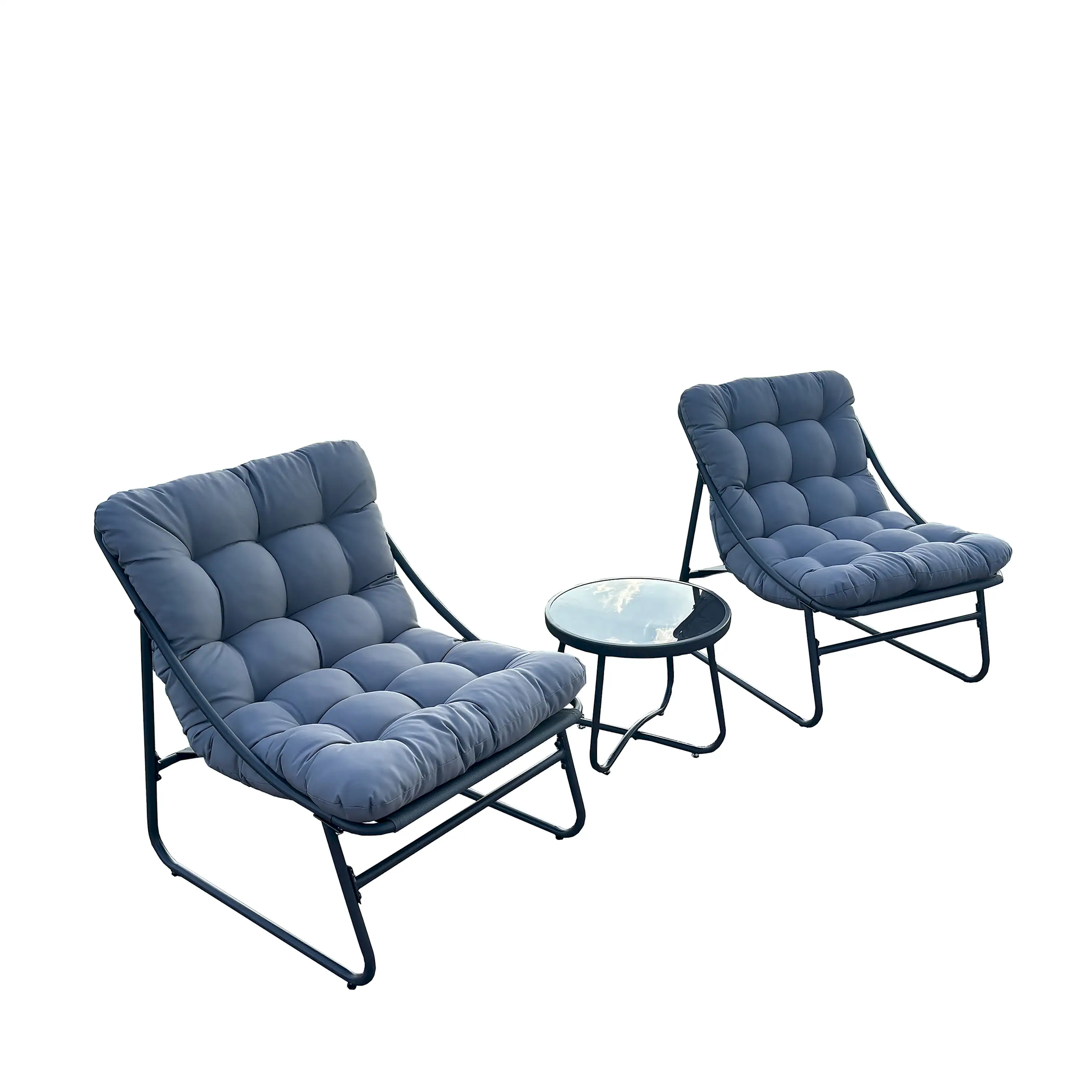 Deko Living Outdoor Modular Bistro Set with Gray Cushion Chairs and Round Coffee Table (COP20311) - Image 2
