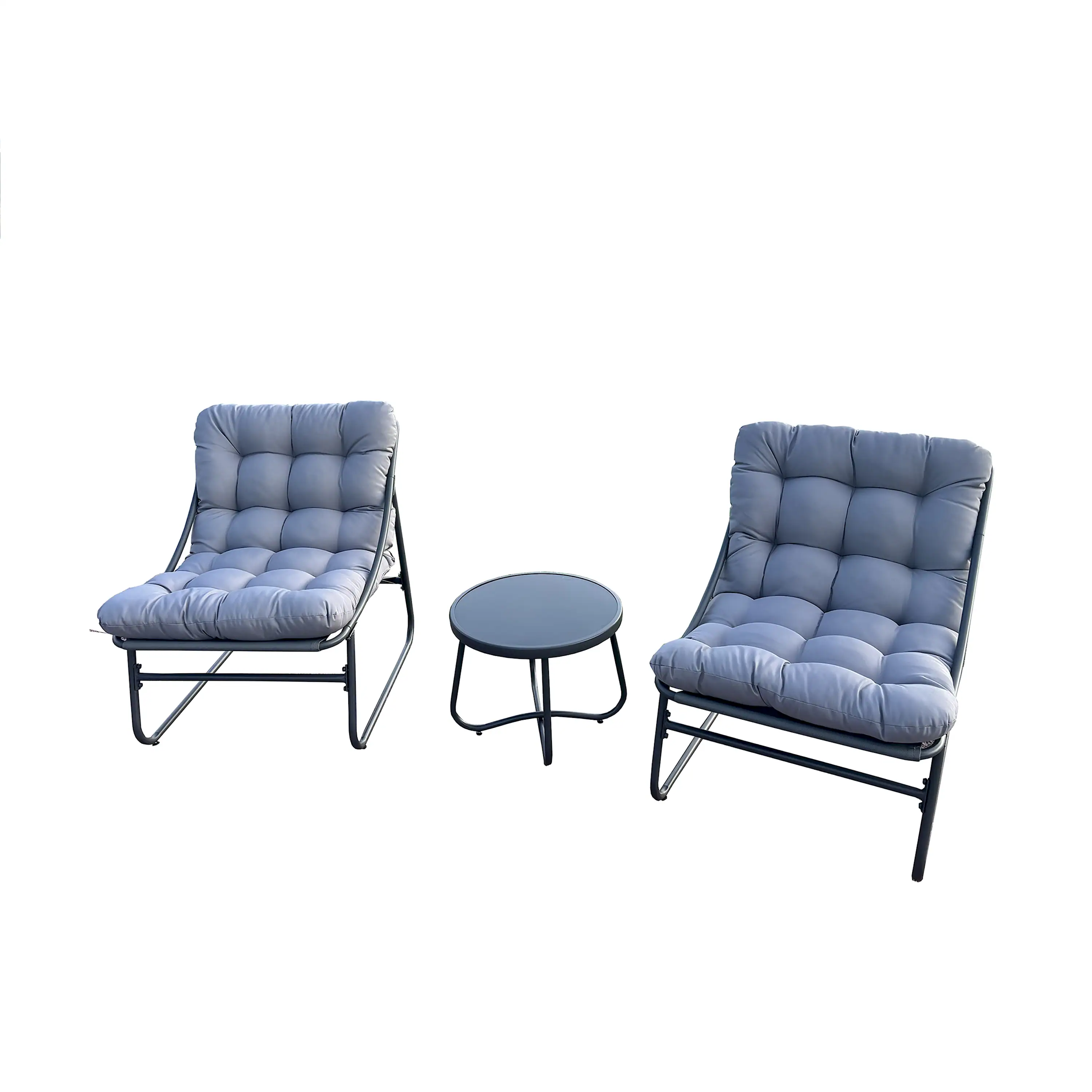 Deko Living Outdoor Modular Bistro Set with Gray Cushion Chairs and Round Coffee Table (COP20311) - Image 3